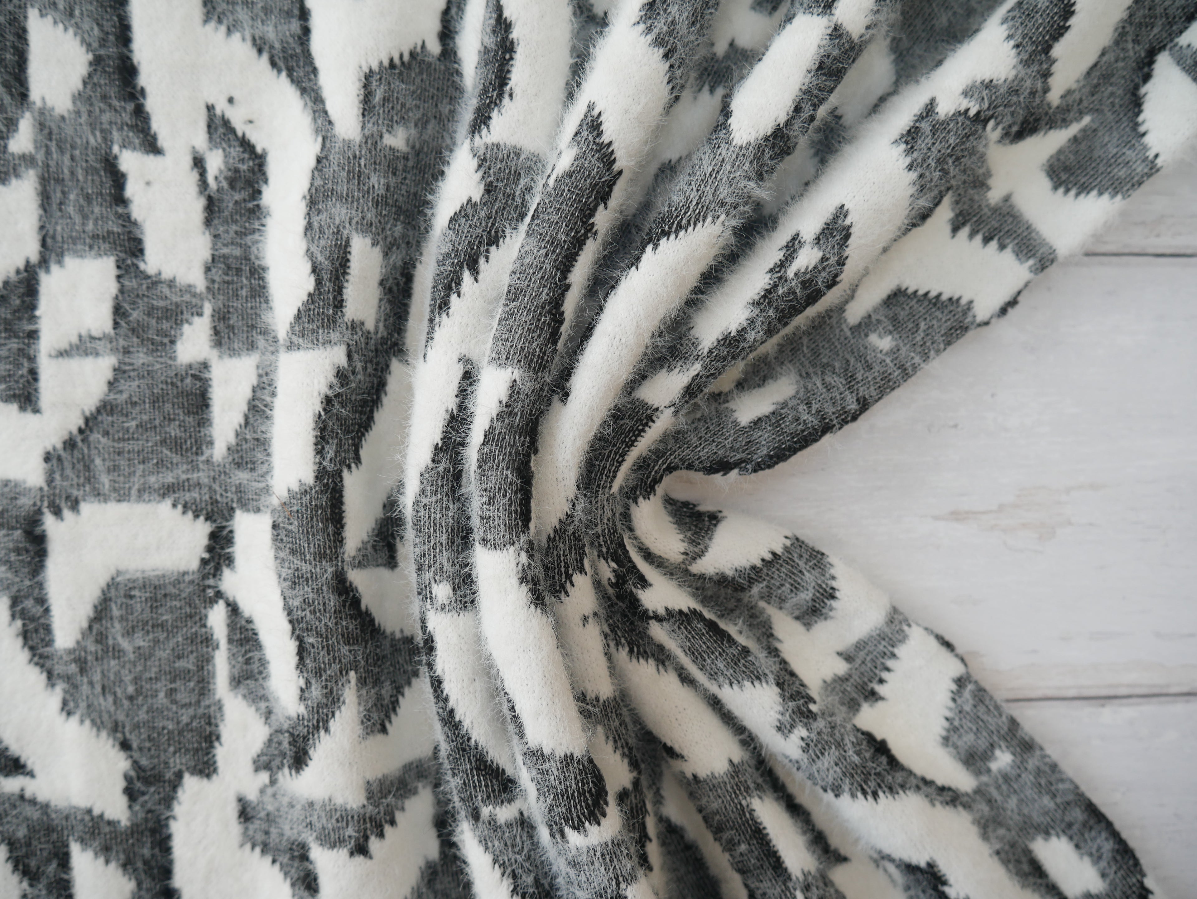 Fluffy Jacquard Knit - Geometric-Jacquard Knit-Flying Bobbins Haberdashery