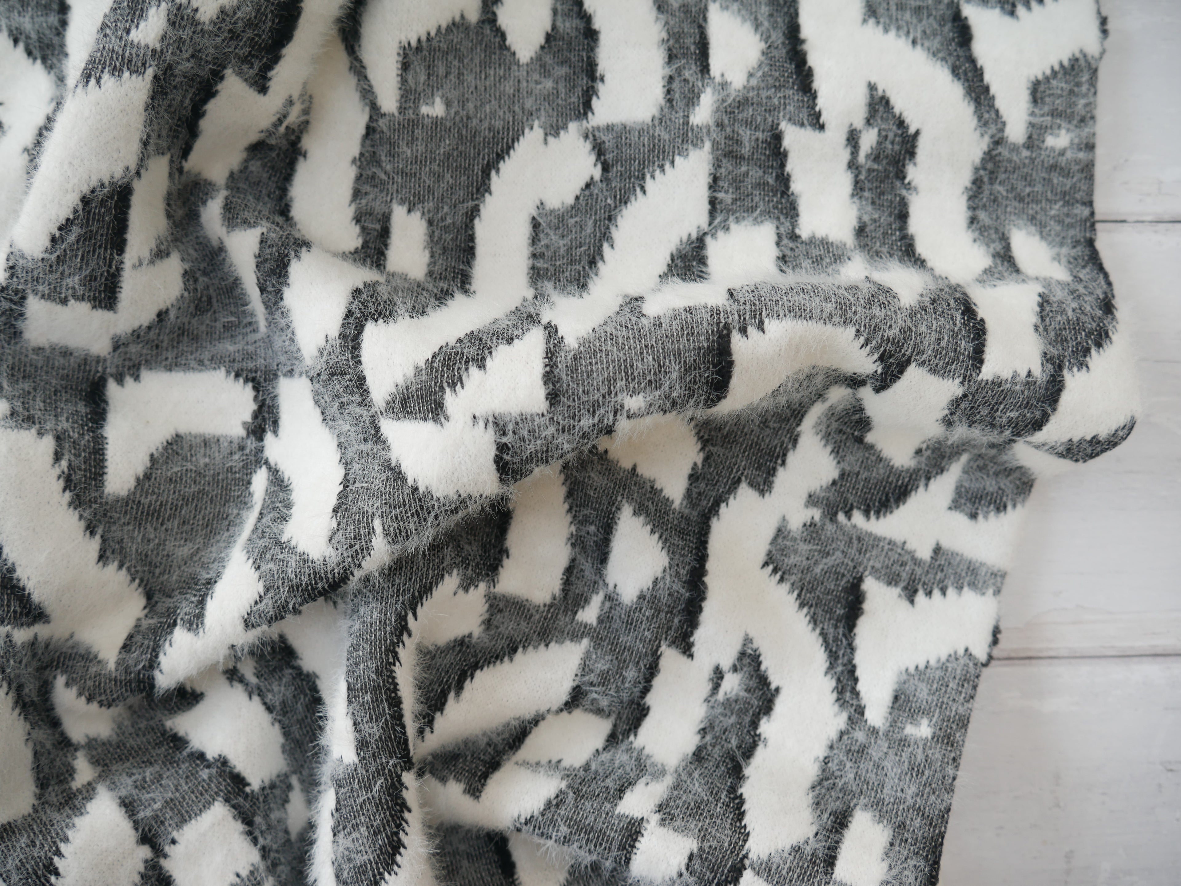 Fluffy Jacquard Knit - Geometric-Jacquard Knit-Flying Bobbins Haberdashery