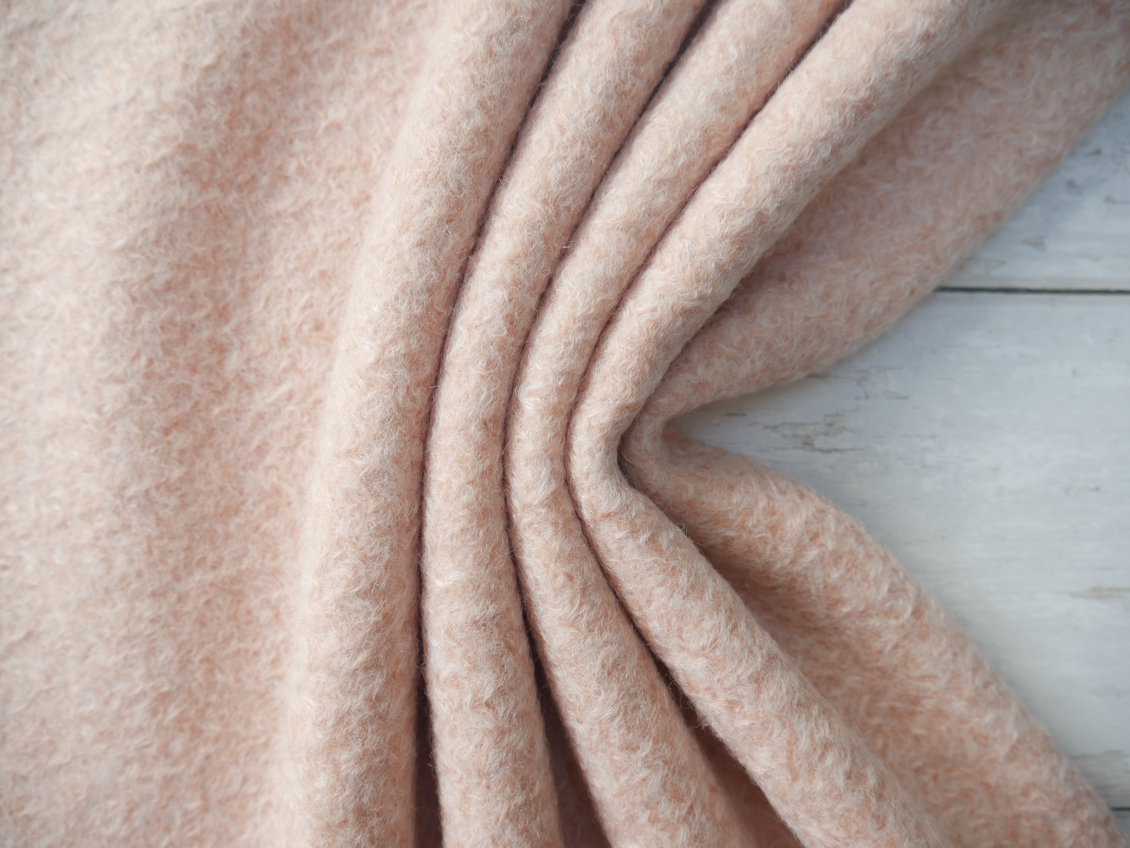 Bouclé Melange Coat Fabric in Soft Pink, £16.00 p/m-Fabric-Flying Bobbins Haberdashery