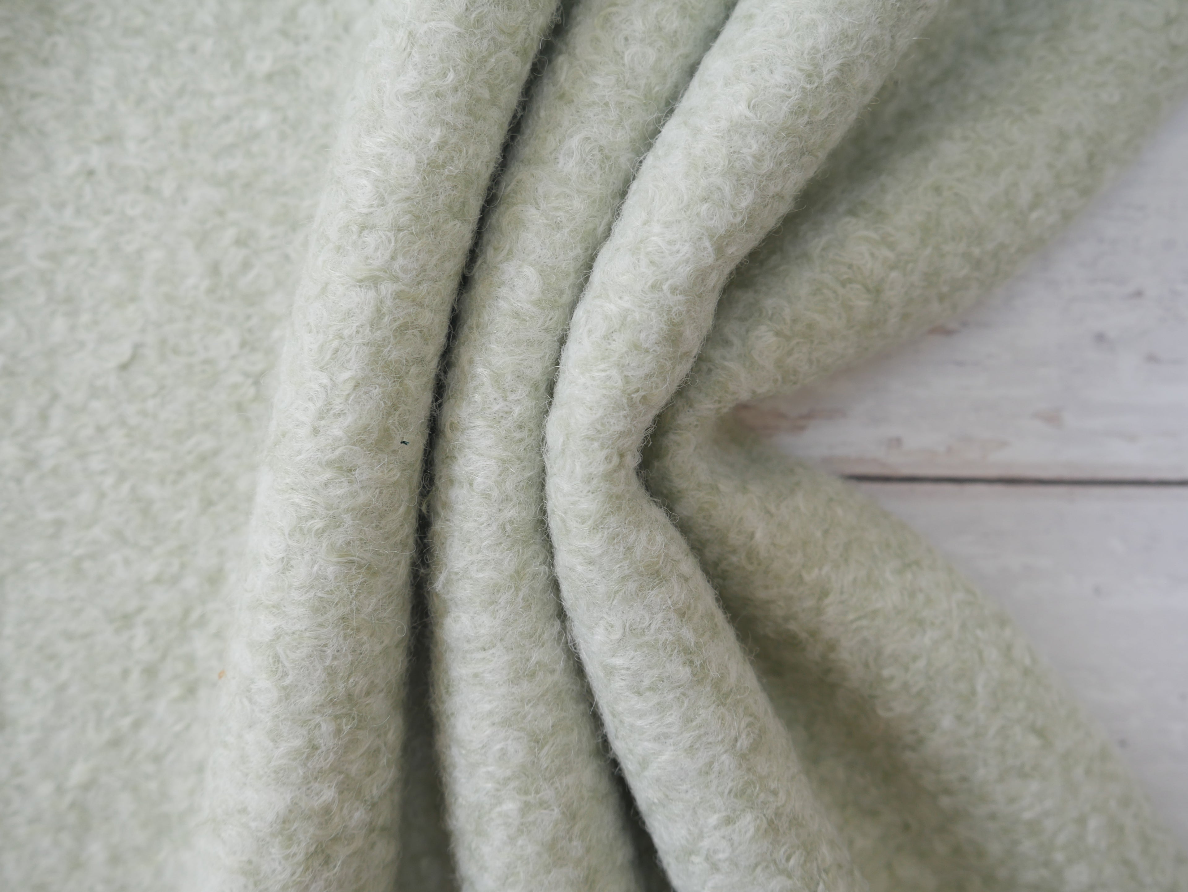 Bouclé Melange Coat Fabric in Soft Mint, £16.00 p/m-Fabric-Flying Bobbins Haberdashery