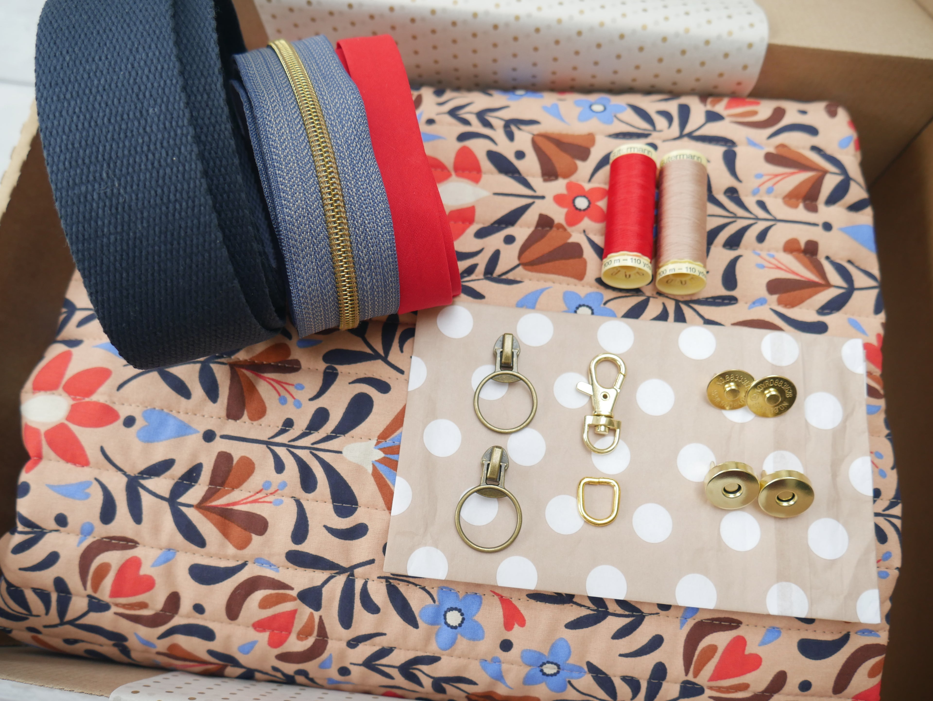 Bella Quilted Bag Kit - Lafleur Quilted Cotton-Sewing Kit-Flying Bobbins Haberdashery