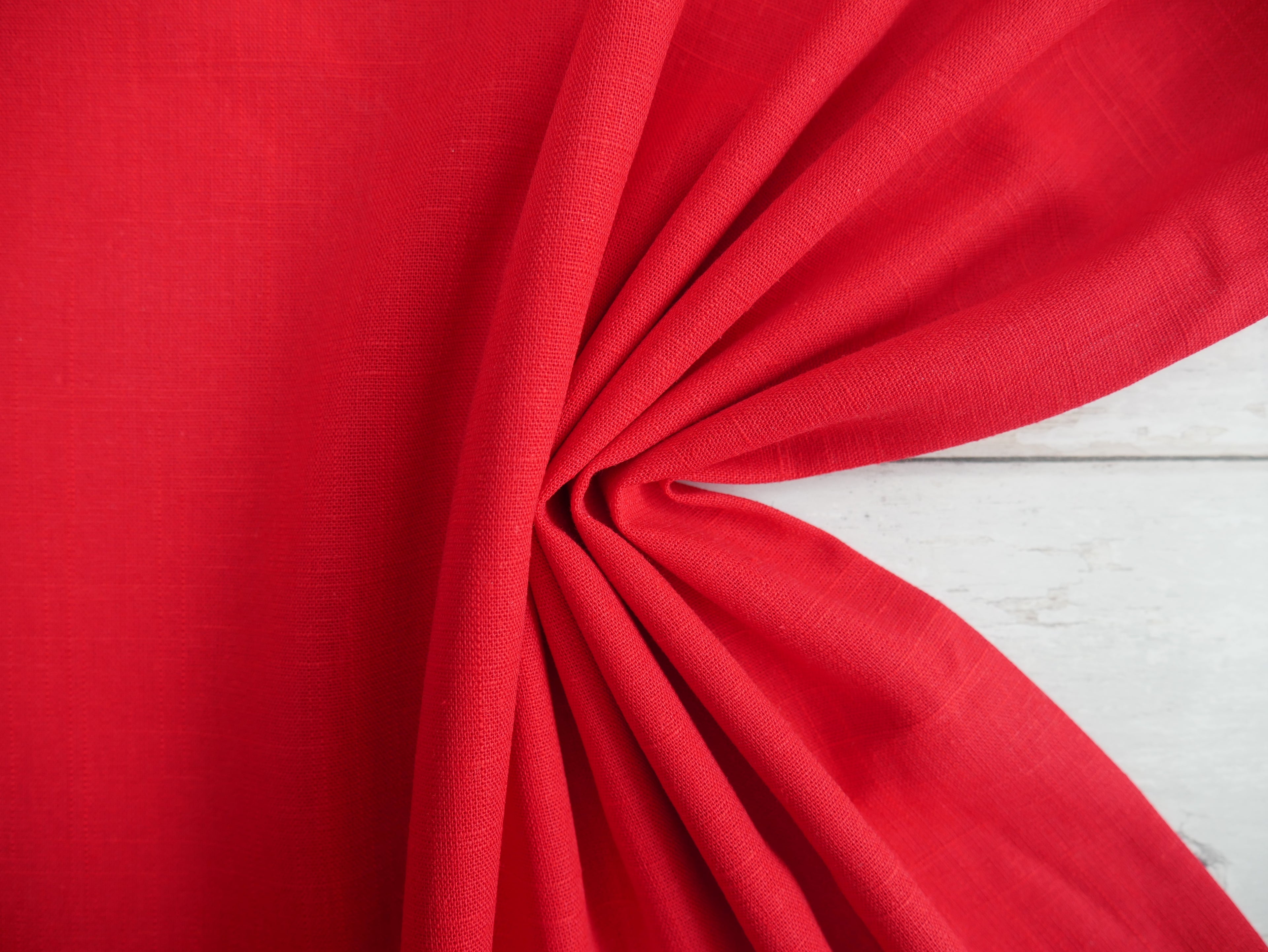 Linen Viscose in Red-Fabric-Flying Bobbins Haberdashery