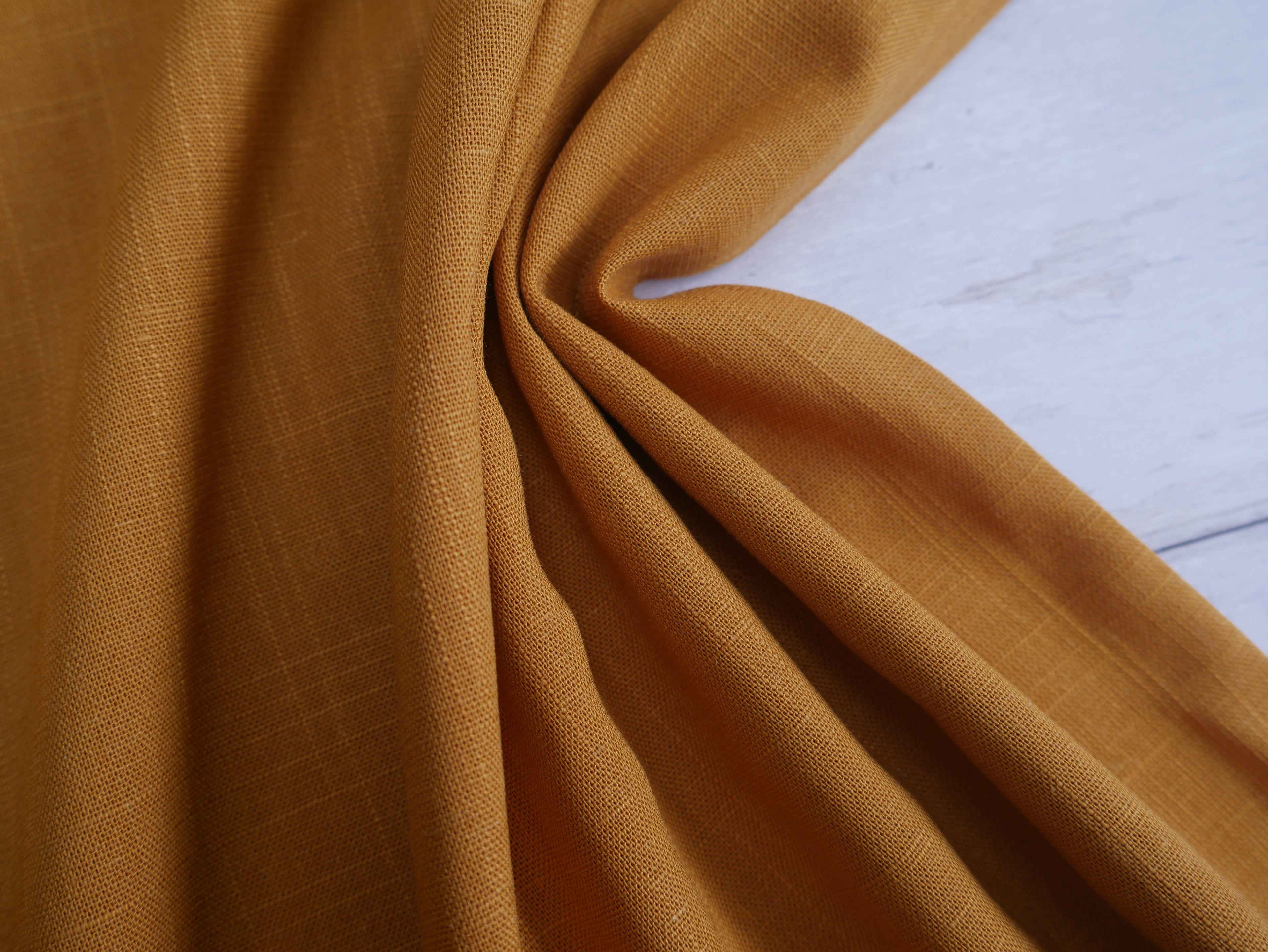 Linen Viscose in Ochre-Fabric-Flying Bobbins Haberdashery