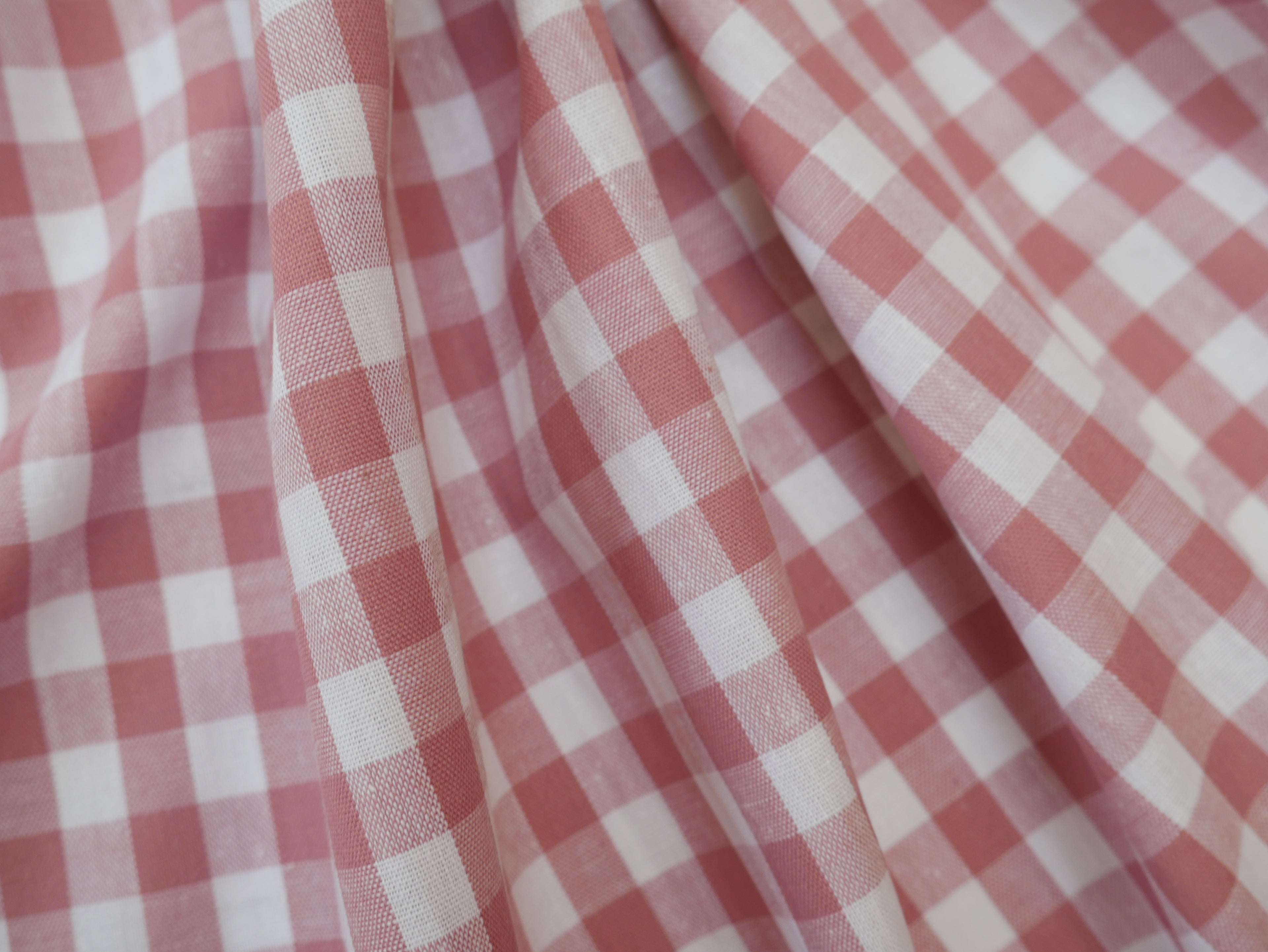 Cotton Check 1cm Gingham in Soft Pink-Cotton Fabric-Flying Bobbins Haberdashery