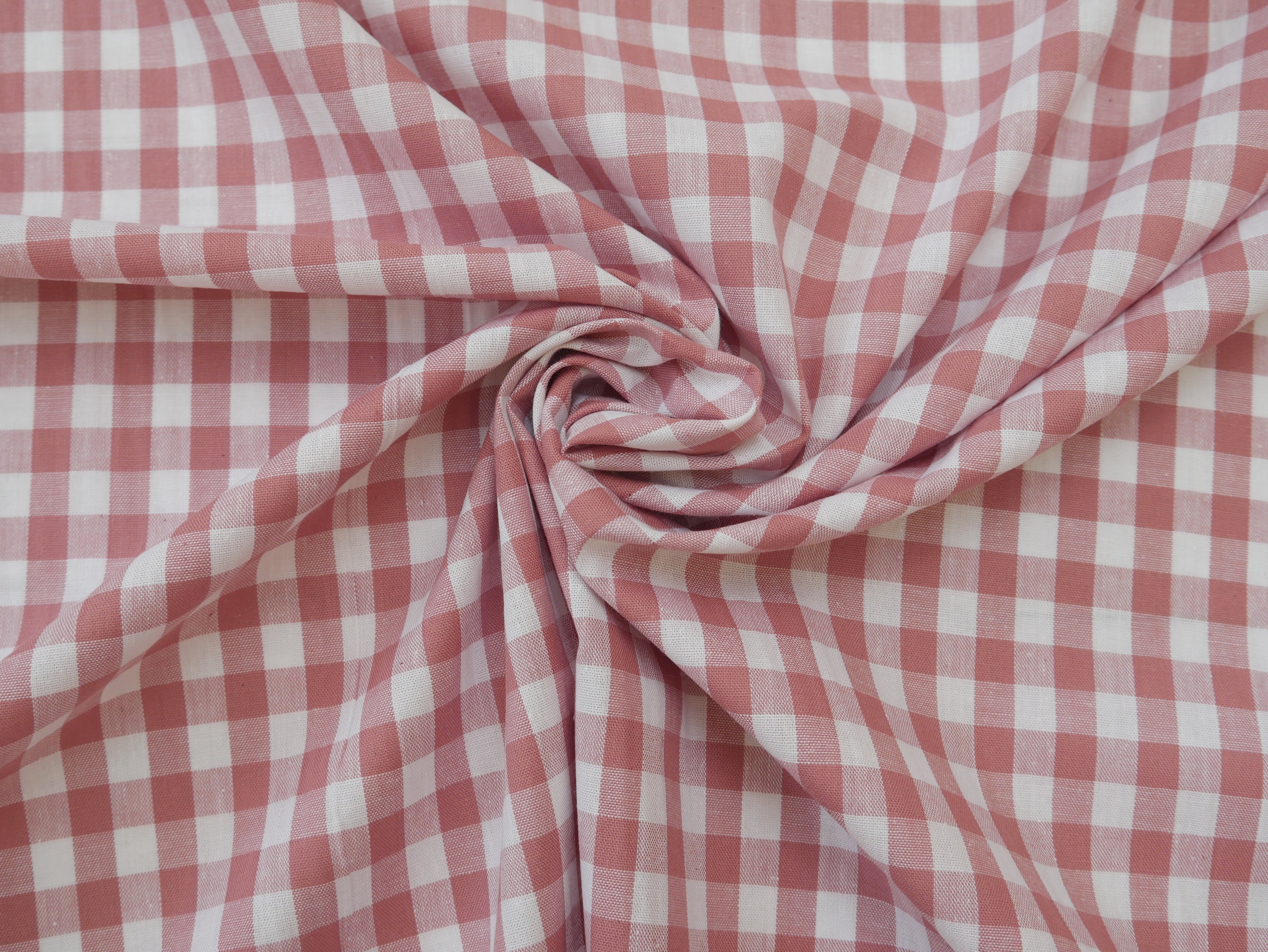 Cotton Check 1cm Gingham in Soft Pink-Cotton Fabric-Flying Bobbins Haberdashery