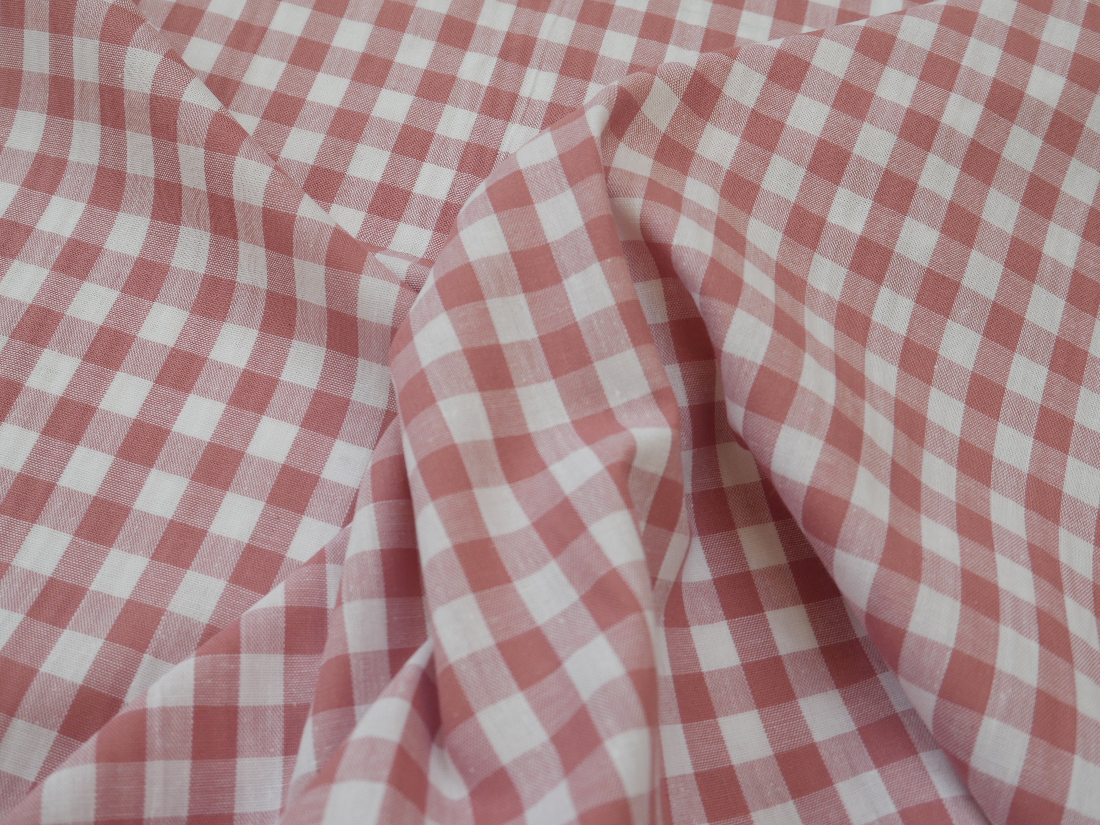 Cotton Check 1cm Gingham in Soft Pink-Cotton Fabric-Flying Bobbins Haberdashery