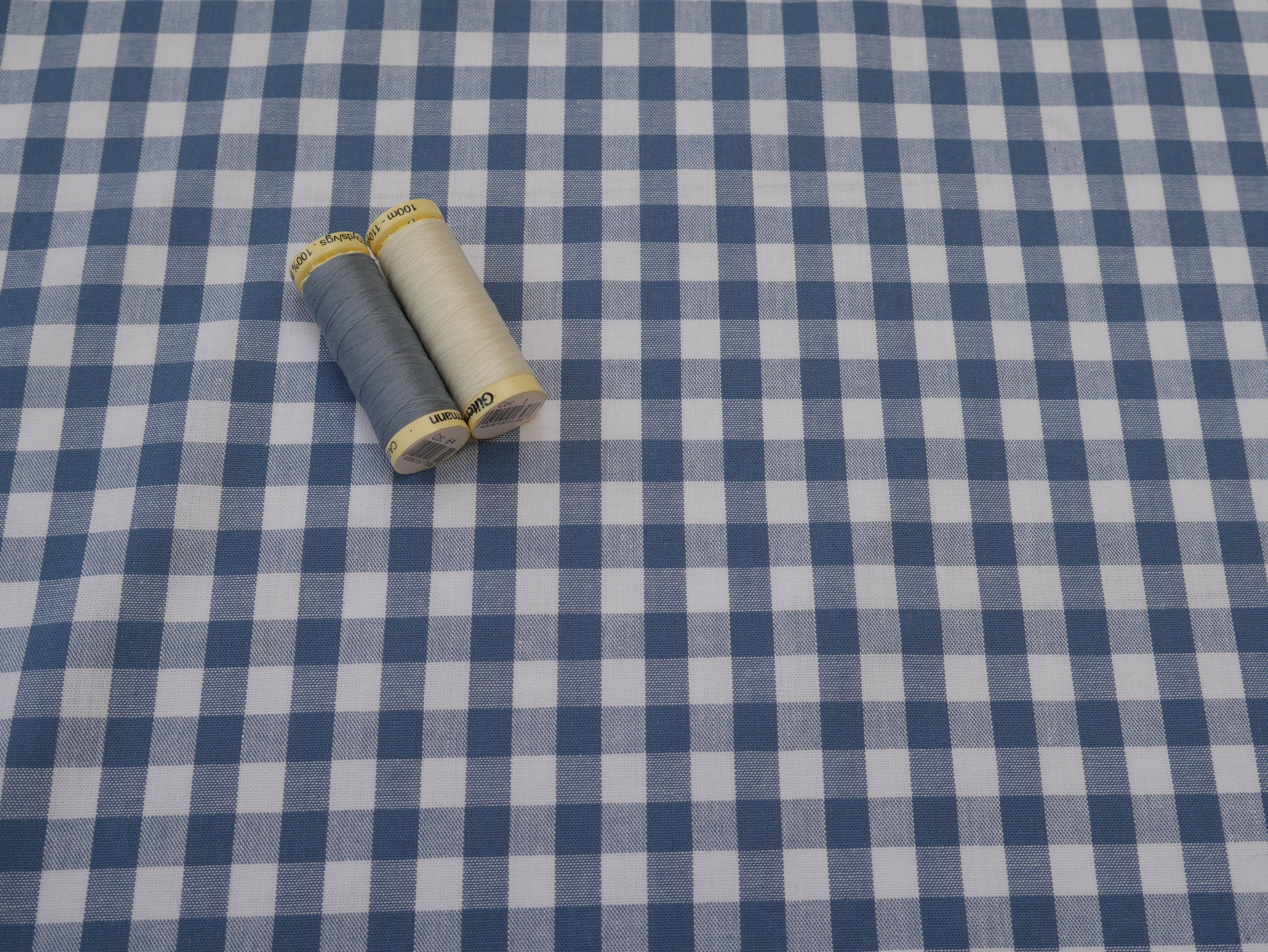 Cotton Check 1cm Gingham in Soft Blue-Cotton Fabric-Flying Bobbins Haberdashery