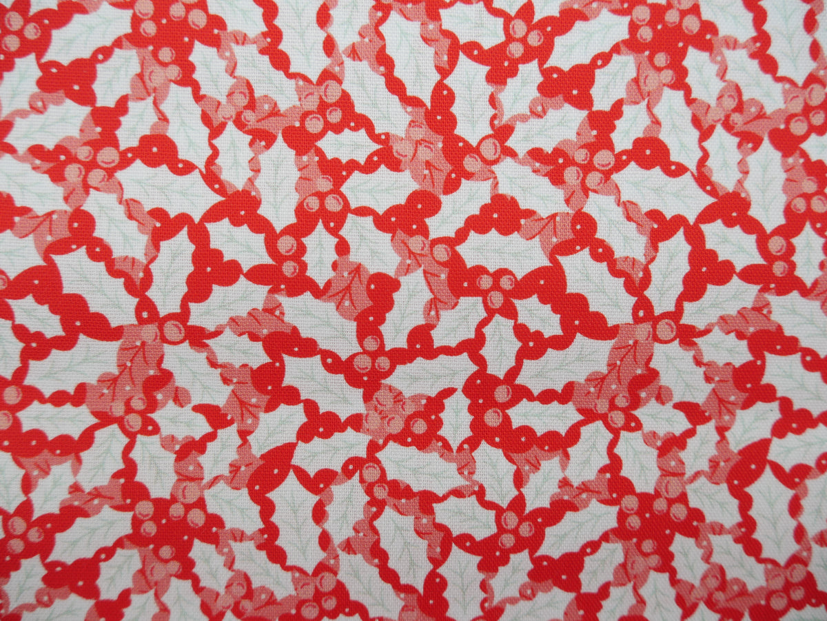 Baubles & Bows Printed Cotton, Festive Holly, £7.80 p/m-Cotton Fabric-Flying Bobbins Haberdashery
