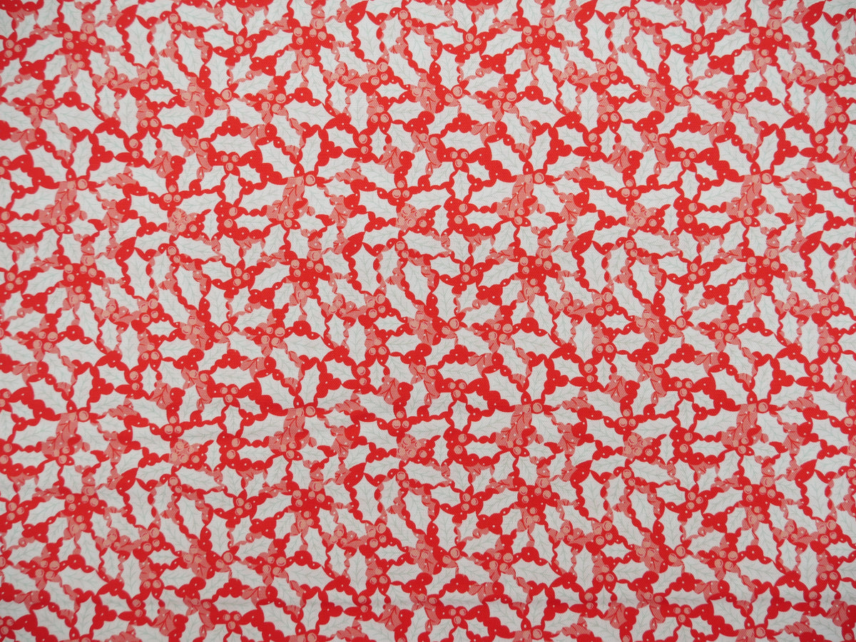 Baubles & Bows Printed Cotton, Festive Holly, £7.80 p/m-Cotton Fabric-Flying Bobbins Haberdashery