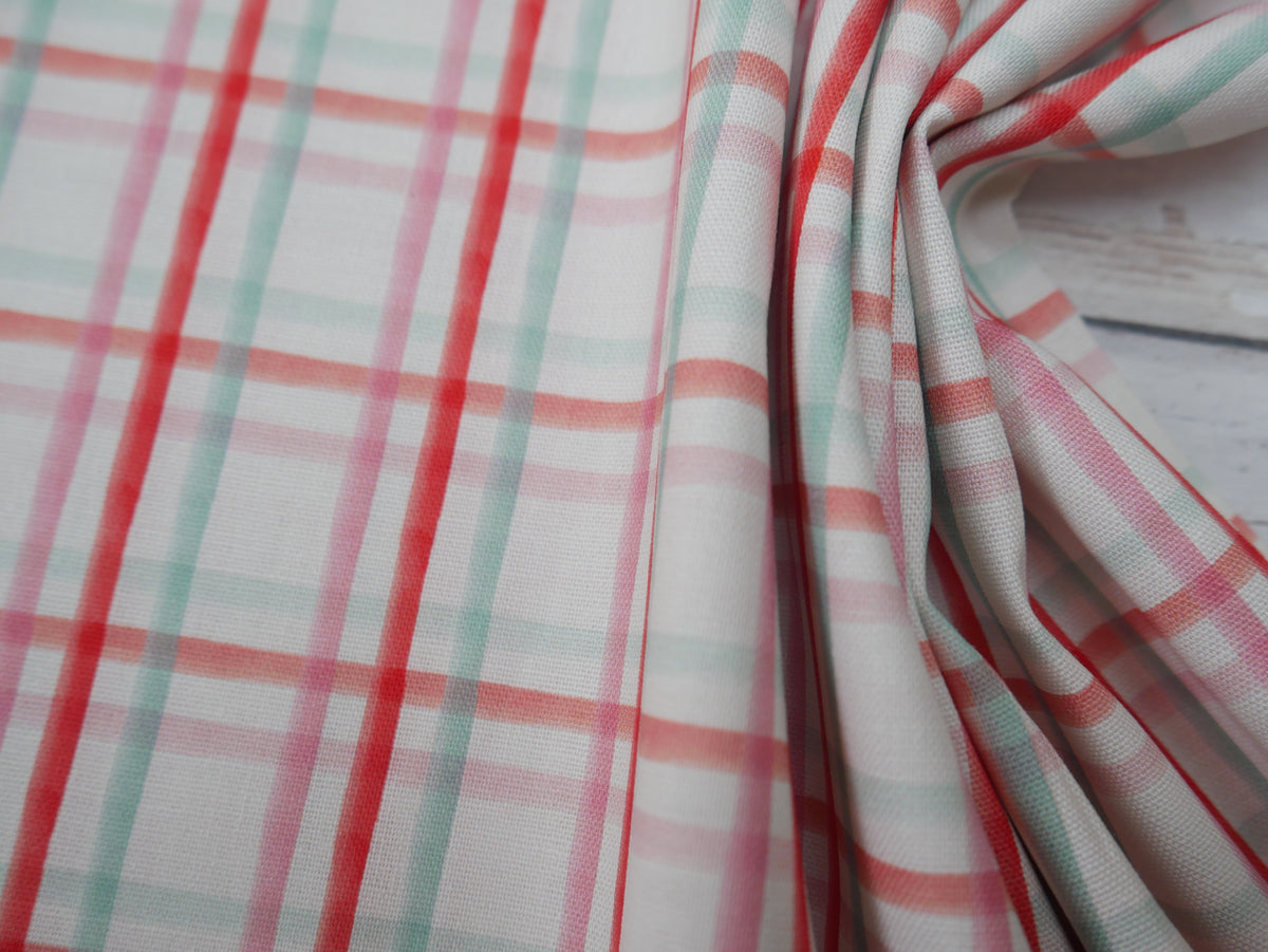 Baubles & Bows Printed Cotton, Watercolour Check, £7.80 p/m-Cotton Fabric-Flying Bobbins Haberdashery