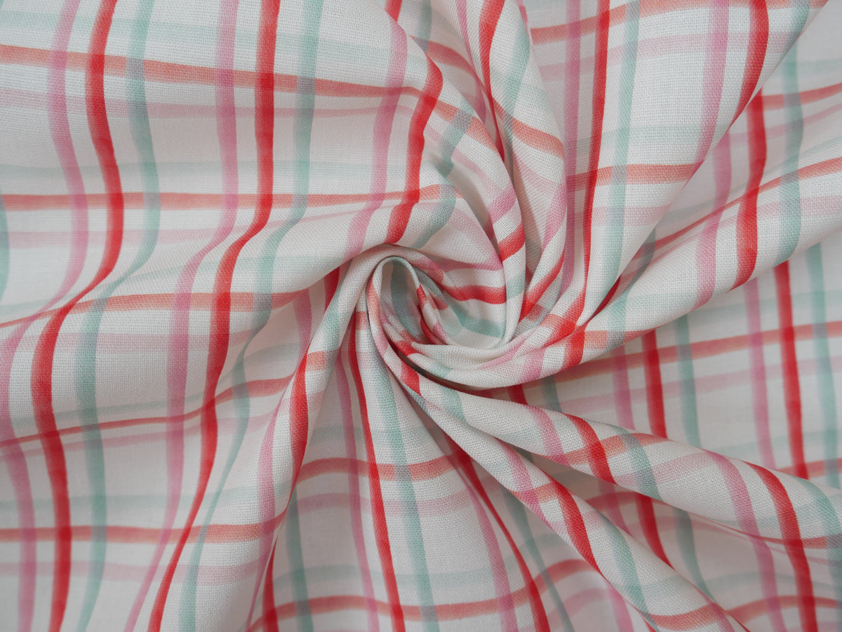 Baubles & Bows Printed Cotton, Watercolour Check, £7.80 p/m-Cotton Fabric-Flying Bobbins Haberdashery