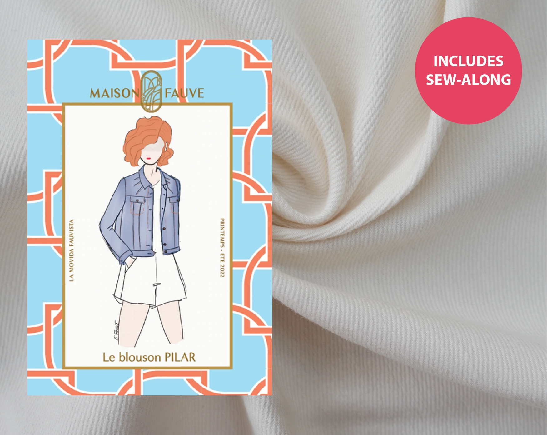 Pilar Jacket Kit - Ecru Denim-Sewing Kit-Flying Bobbins Haberdashery