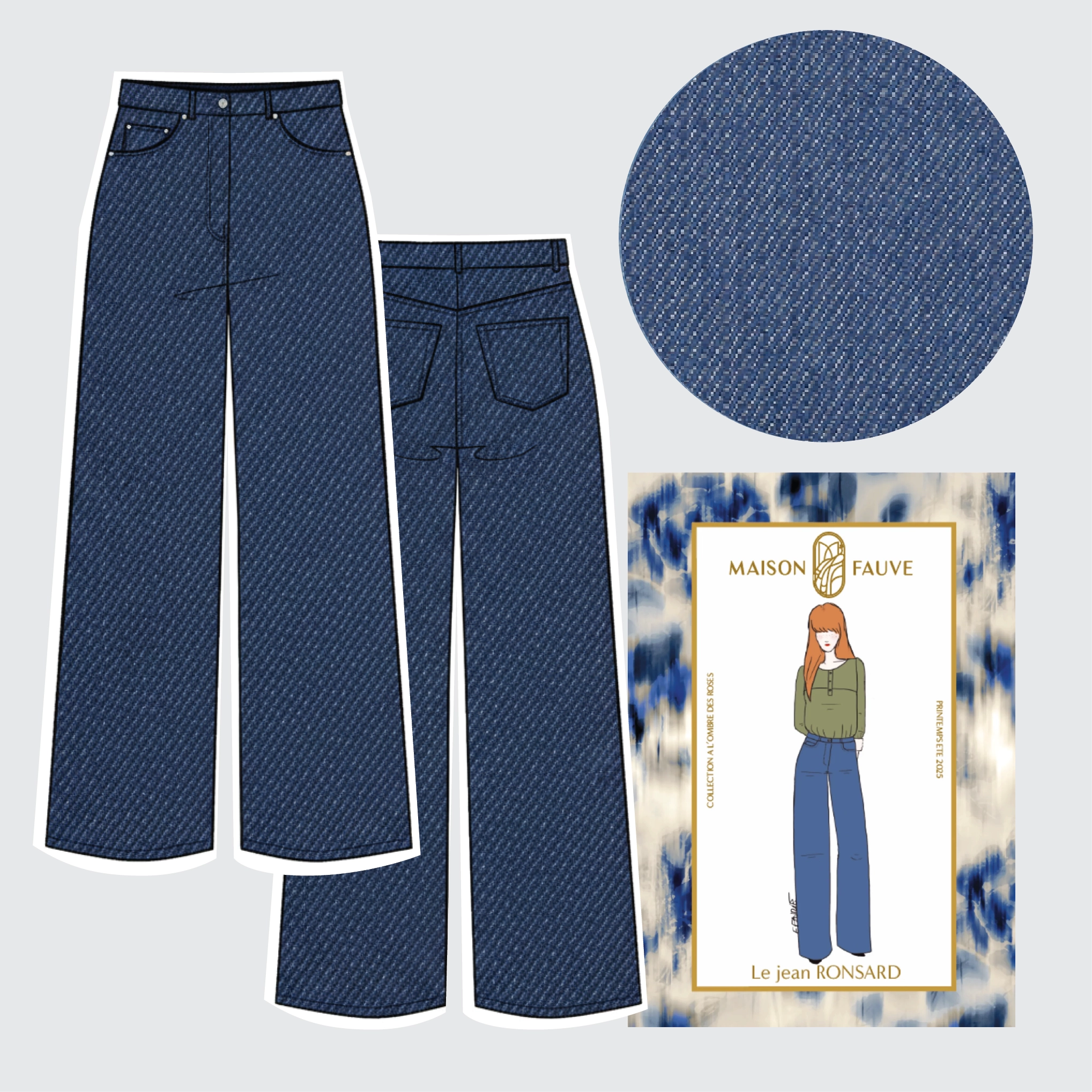 Ronsard Jeans Kit - Mid Blue Denim-Sewing Kit-Flying Bobbins Haberdashery