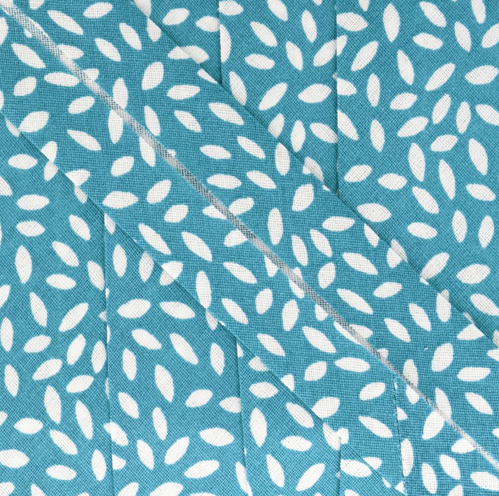 Leaves Print Cotton Bias Binding 27mm - Teal Blue-Binding-Flying Bobbins Haberdashery