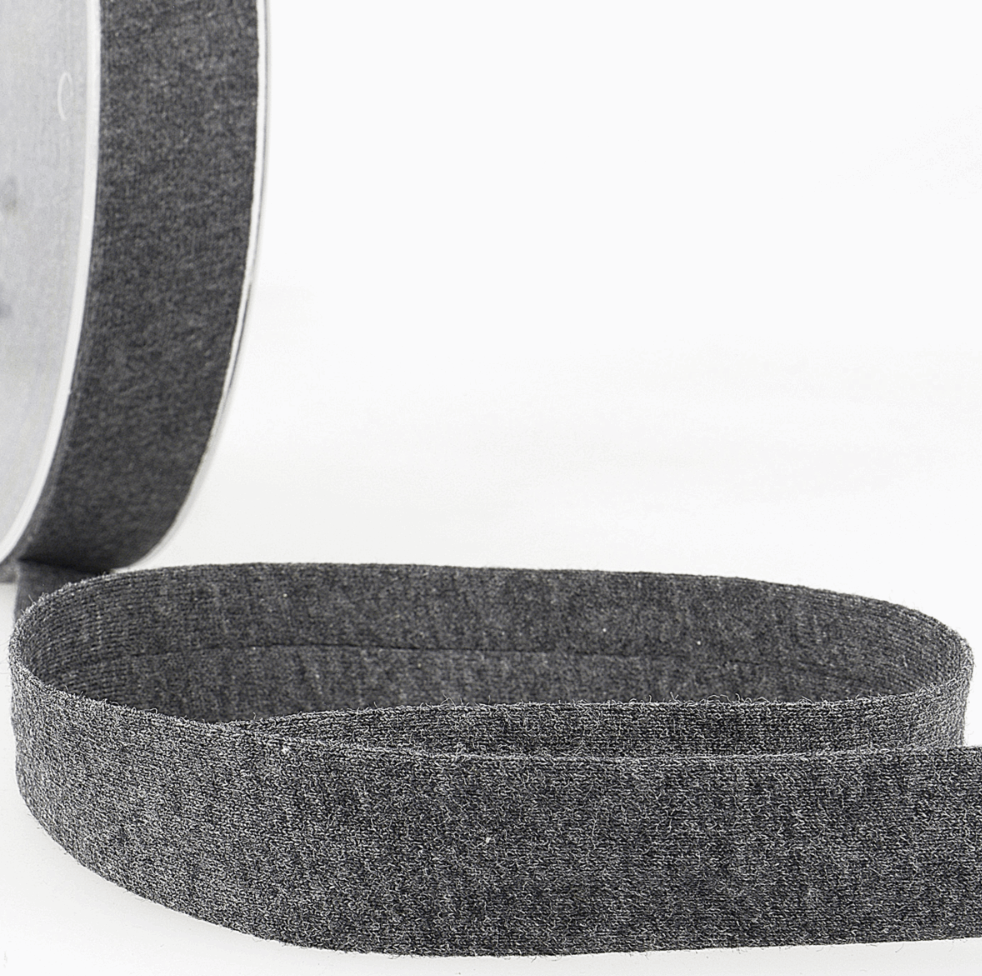 Cotton Jersey Bias Binding 20mm - Charcoal Marl-Binding-Flying Bobbins Haberdashery