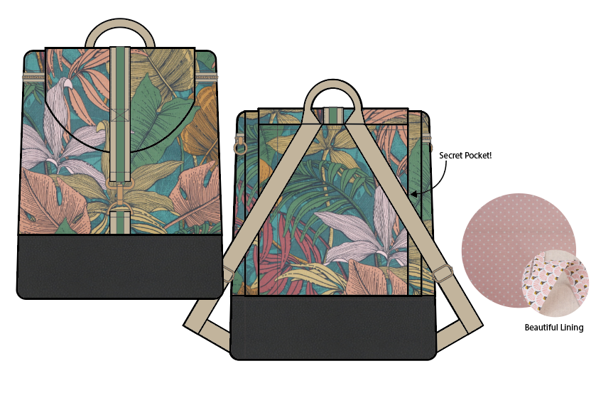 Honey Backpack Making Kit - Tropicana-Sewing Kit-Flying Bobbins Haberdashery