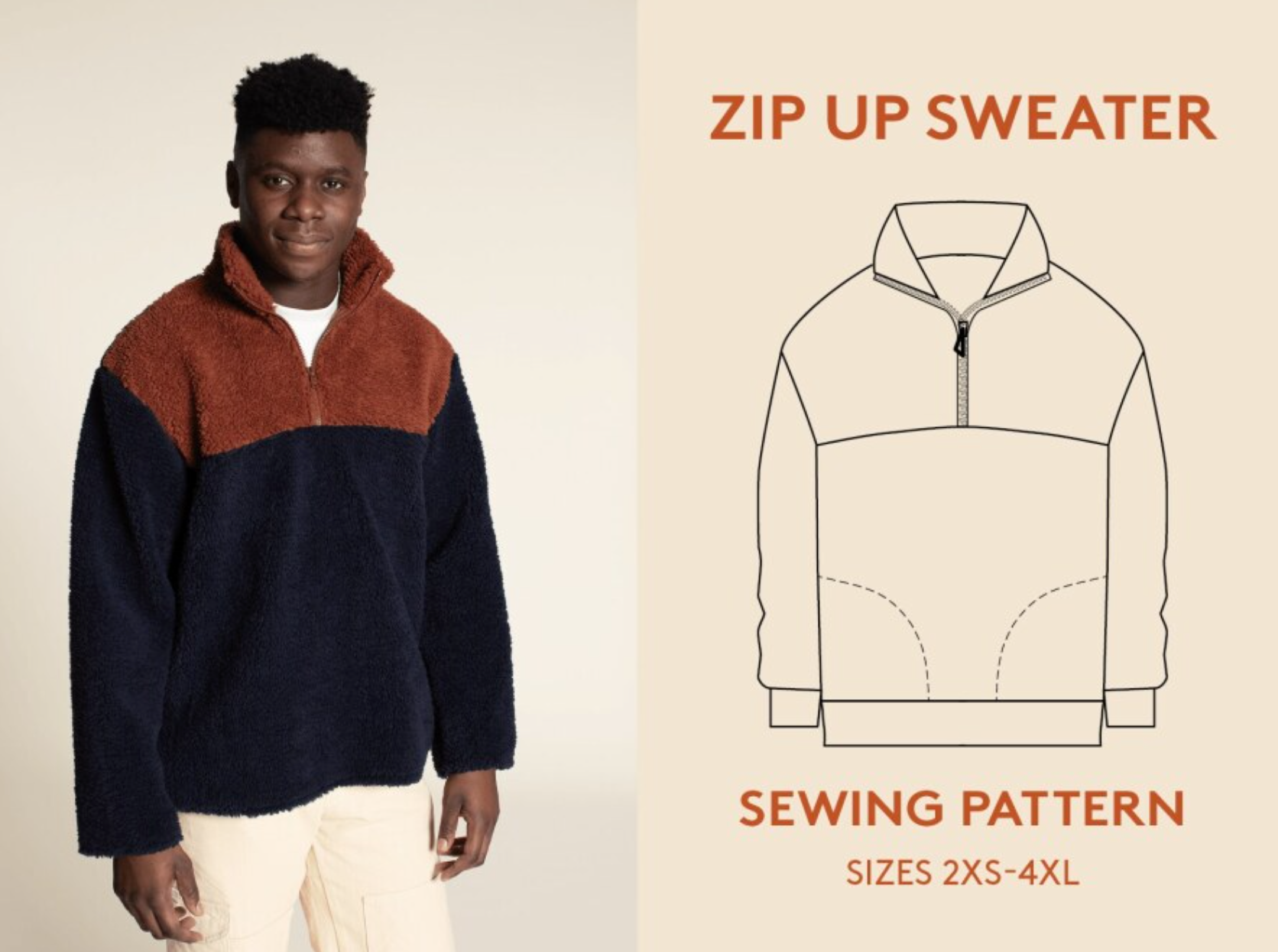 Wardrobe by Me Zip-Up Sweater for Men - Paper Pattern-Pattern-Flying Bobbins Haberdashery