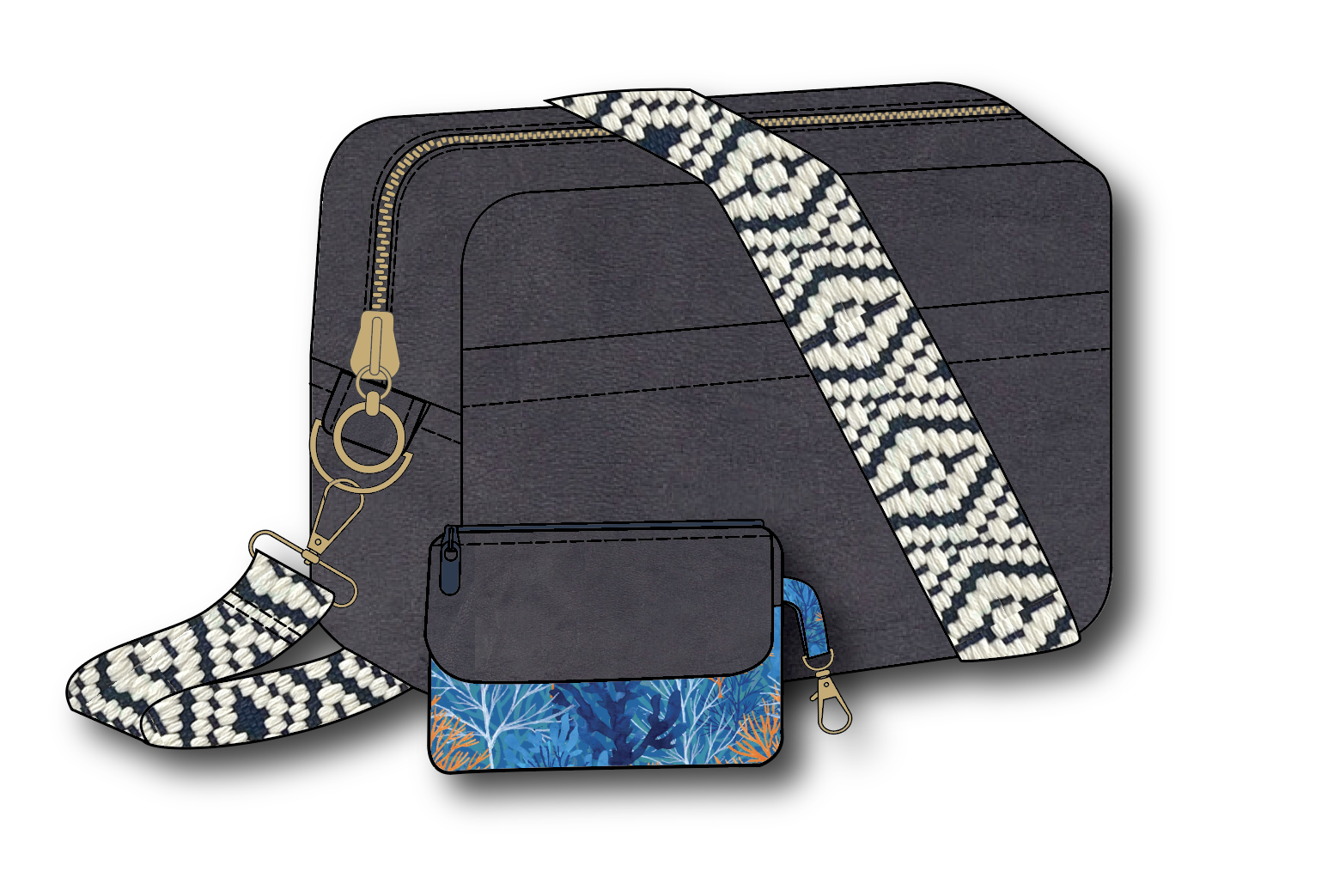 Amber Cross-Body Bag Making Kit - Leatherette in Navy-Sewing Kit-Flying Bobbins Haberdashery