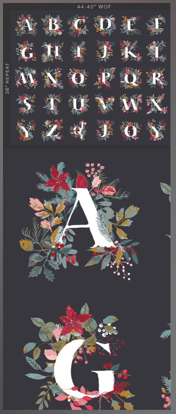 Jingle All the Letters Panel from Adventale by Katarina Roccella for AGF-Cotton Fabric-Flying Bobbins Haberdashery