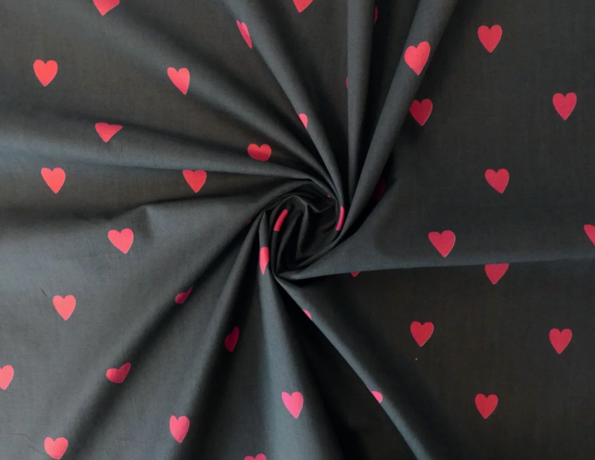 Jenna Shirt Kit - Lady McElroy Loveheart Cotton Lawn in Black-Sewing Kit-Flying Bobbins Haberdashery