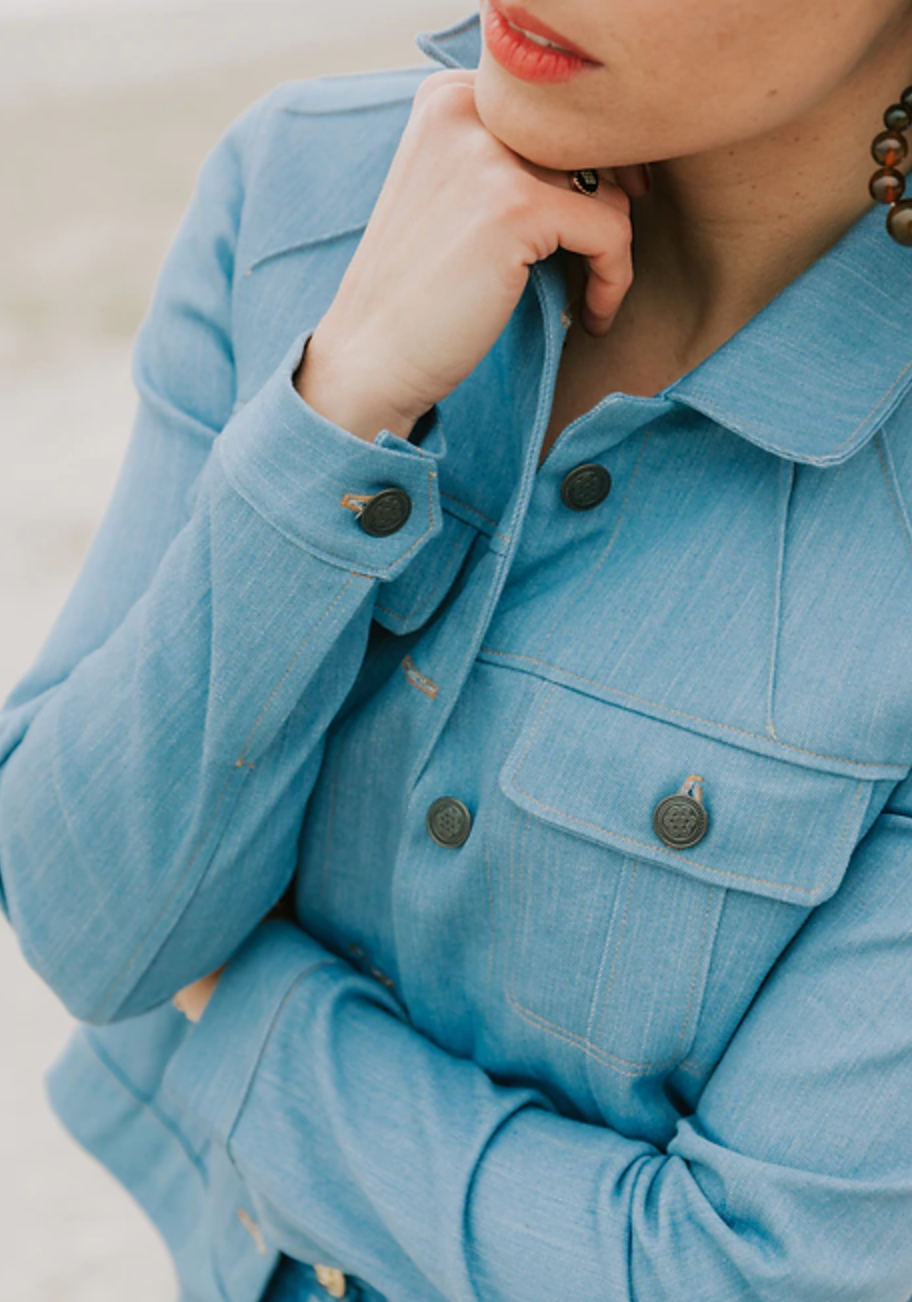 Pilar Jacket Kit - Mid-Blue Denim-Sewing Kit-Flying Bobbins Haberdashery