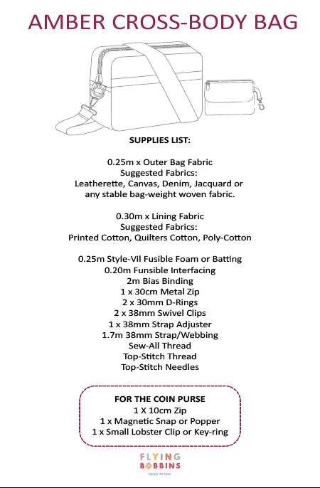Flying Bobbins Amber Cross Body Bag Pattern & Tutorial-Sewing Pattern-Flying Bobbins Haberdashery