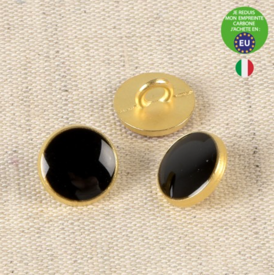 Lacquered Metal Button, 11mm in Black-Button-Flying Bobbins Haberdashery