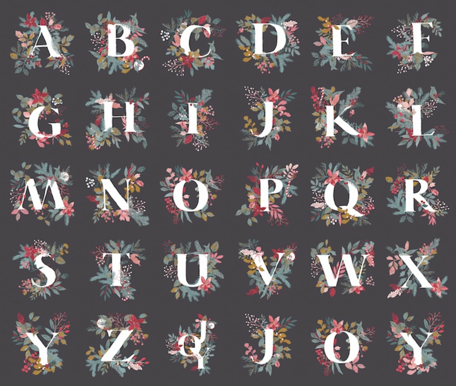 Jingle All the Letters Panel from Adventale by Katarina Roccella for AGF-Cotton Fabric-Flying Bobbins Haberdashery