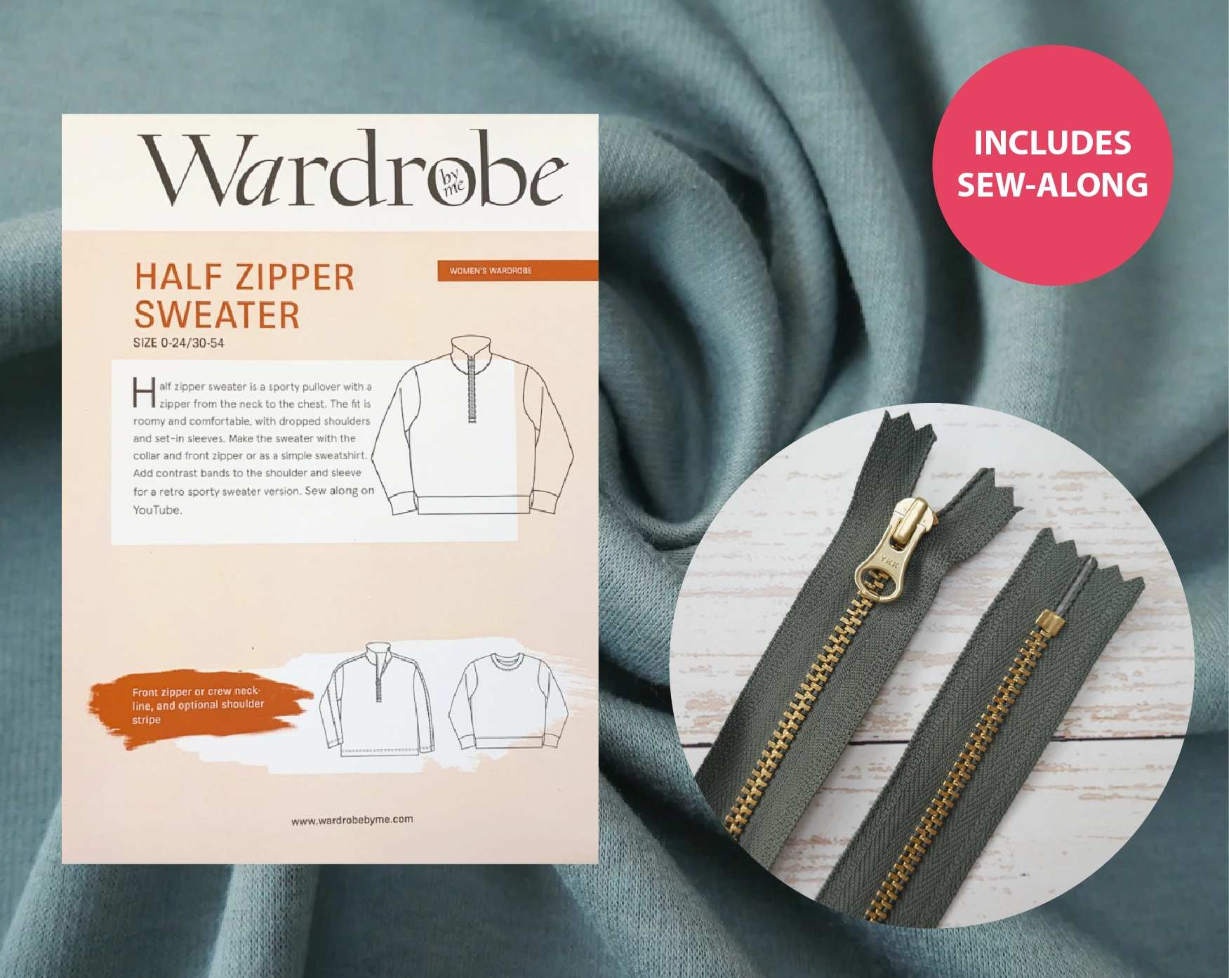 Half-Zip Sweater - Army Green-Sewing Kit-Flying Bobbins Haberdashery