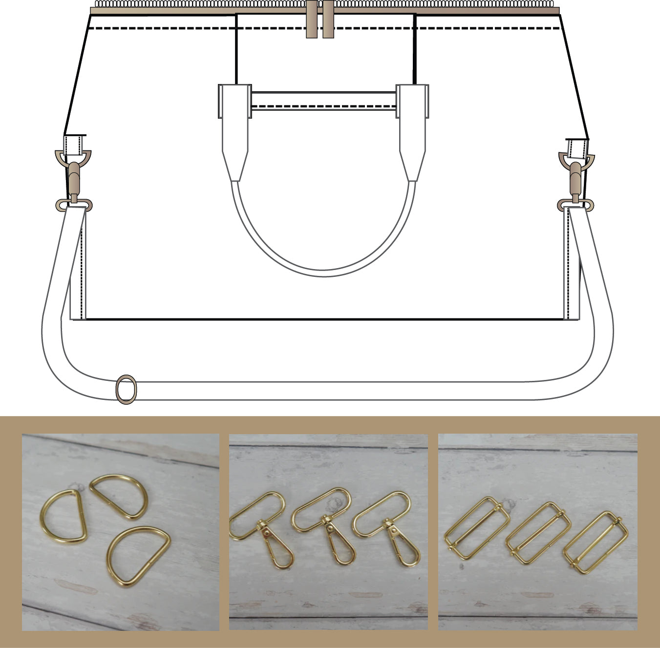 Weekender Bag Trims Pack in Gold-Sewing Kit-Flying Bobbins Haberdashery