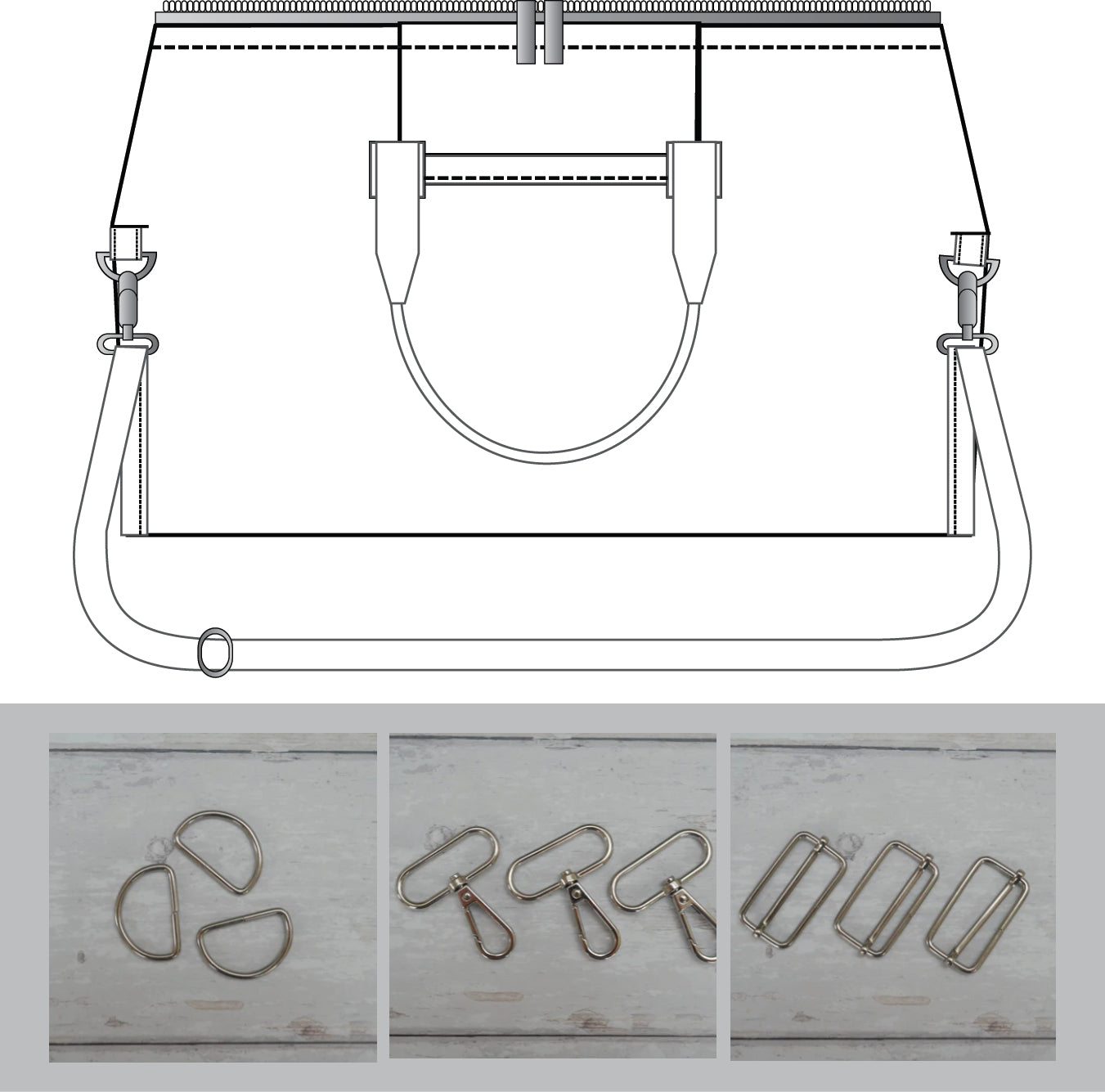 Weekender Bag Trims Pack in Silver-Sewing Kit-Flying Bobbins Haberdashery