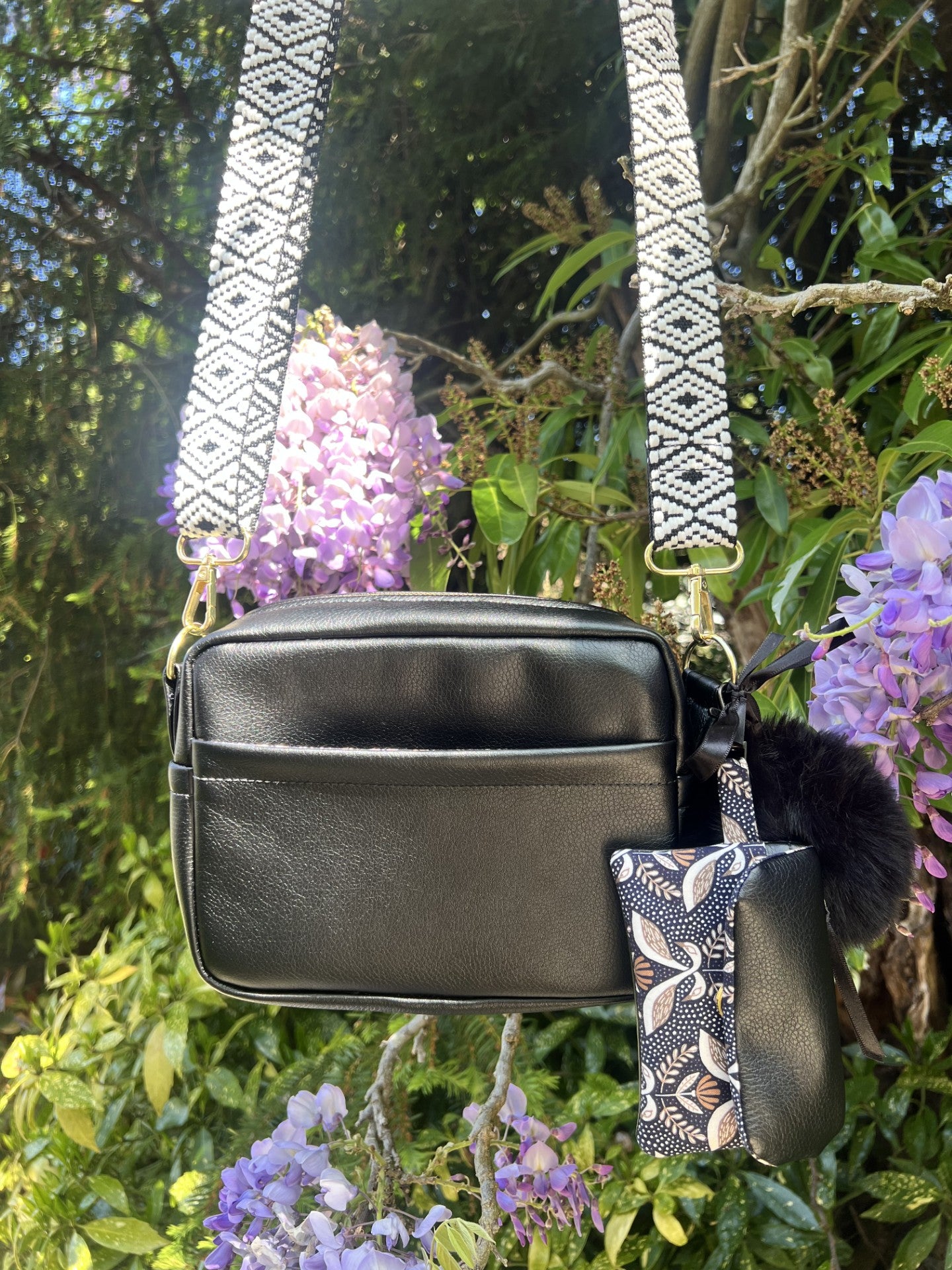 Amber Cross-Body Bag Making Kit - Leatherette in Black-Sewing Kit-Flying Bobbins Haberdashery