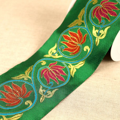 Jacquard Trim - Arabesque in Green-Trims-Flying Bobbins Haberdashery