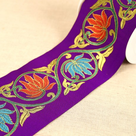 Jacquard Trim - Arabesque in Violet-Trims-Flying Bobbins Haberdashery