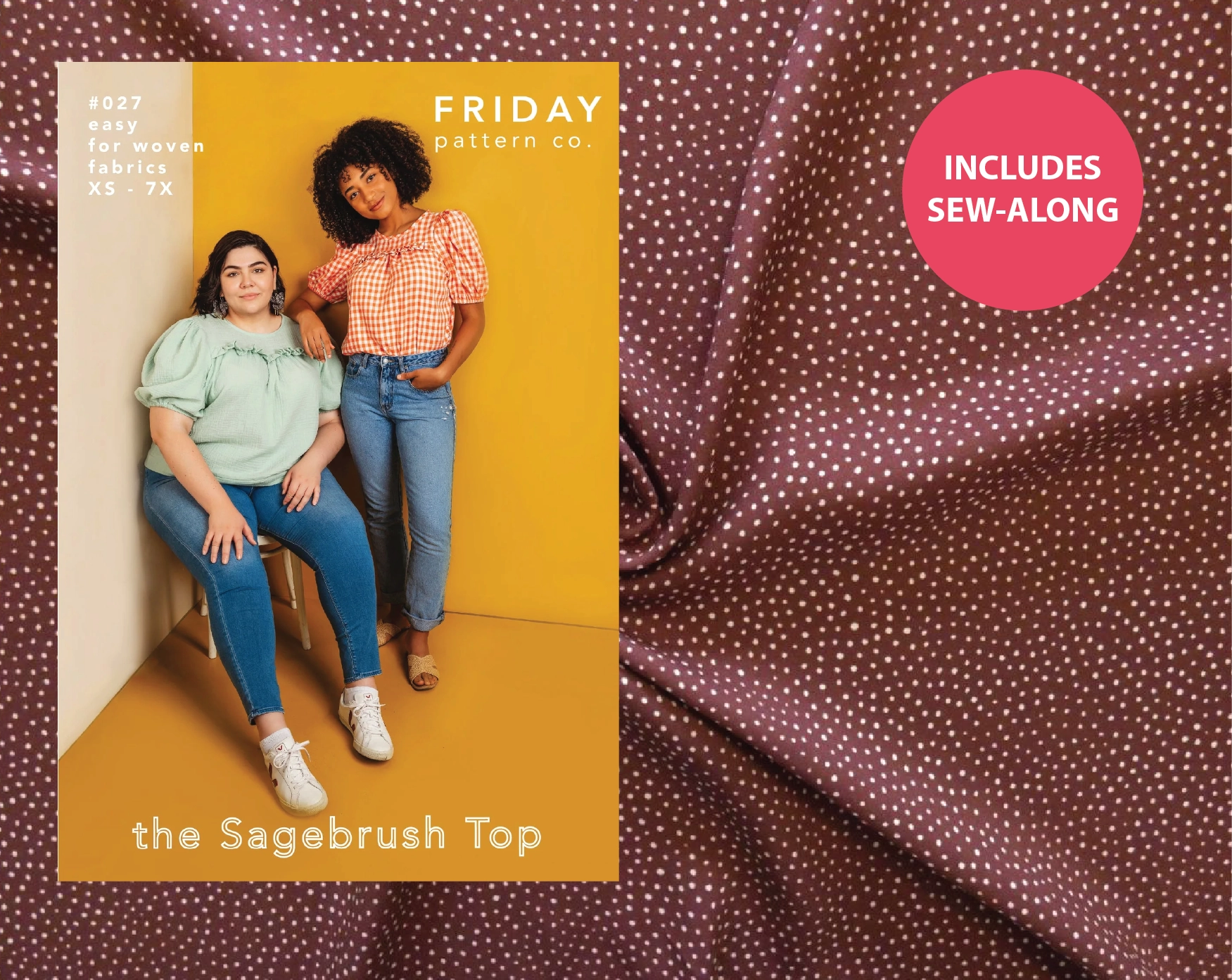 Sagebrush Top Kit - Raining Dots Viscose Lawn by Lady McElroy in Mocha-Sewing Kit-Flying Bobbins Haberdashery