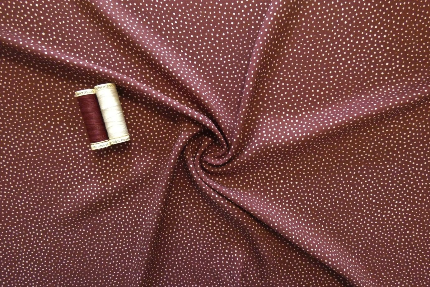 Lady McElroy Raining Dots Viscose Challis Lawn in Mocha-Viscose Challis-Flying Bobbins Haberdashery