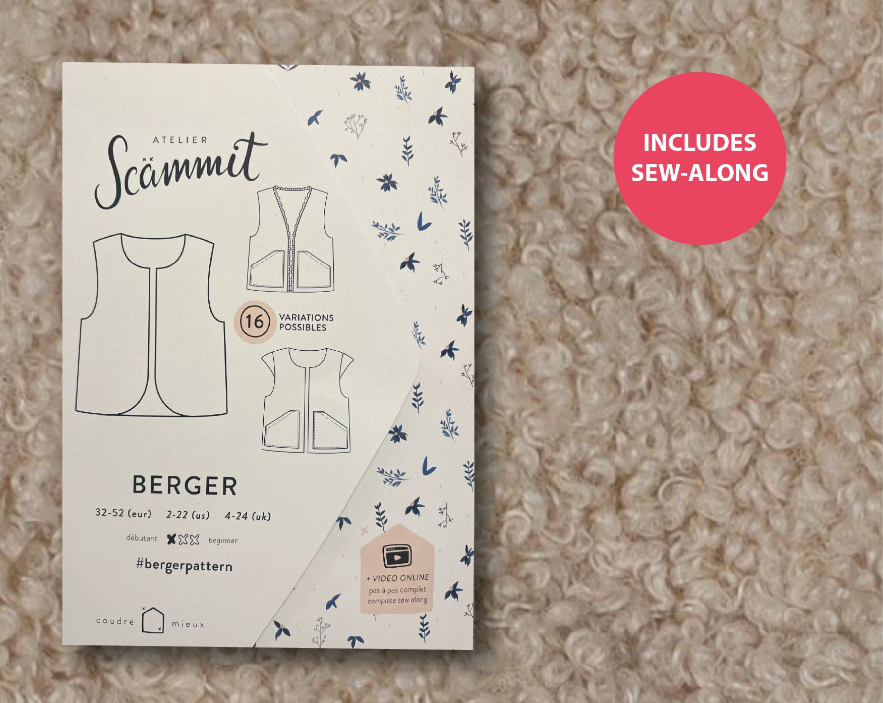 Berger Gilet Kit - Teddy Fleece in Light Sand-Sewing Kit-Flying Bobbins Haberdashery