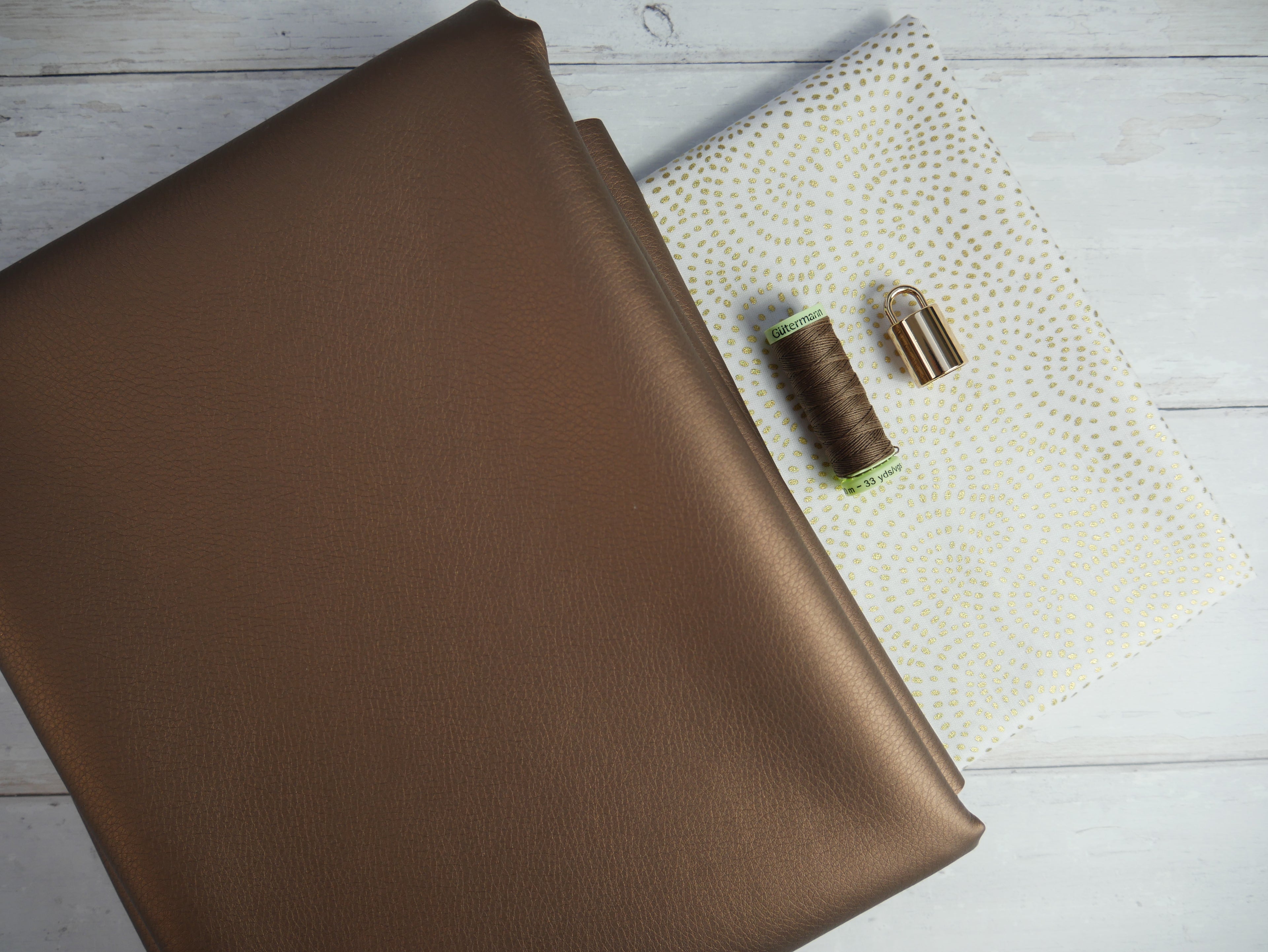 The Flying Bobbins Kira Slouch Bag Kit - Bronze Leatherette-Sewing Kit-Flying Bobbins Haberdashery