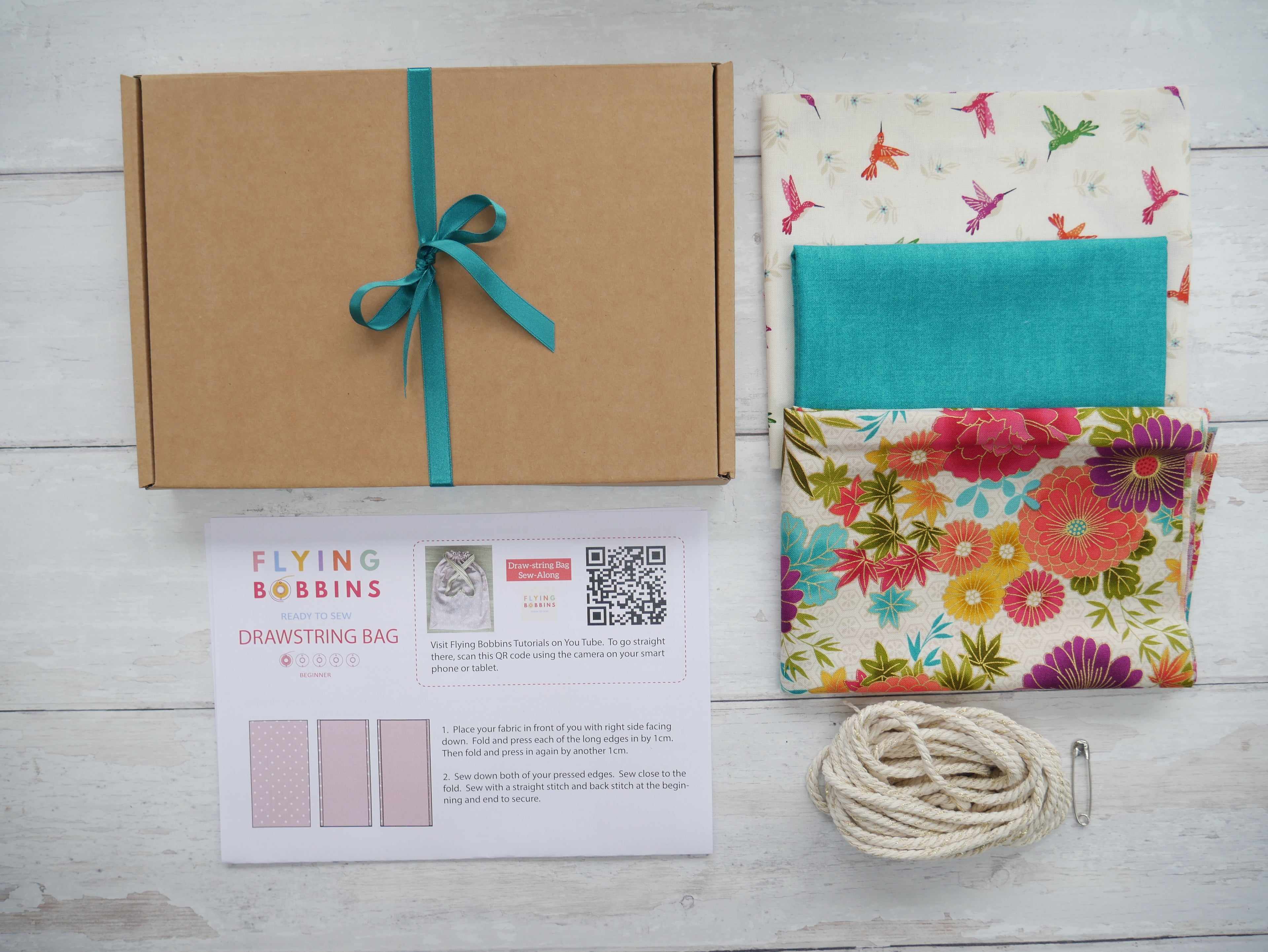 Drawstring Bag Trio - Hikari & Hummingbirds-Sewing Kit-Flying Bobbins Haberdashery