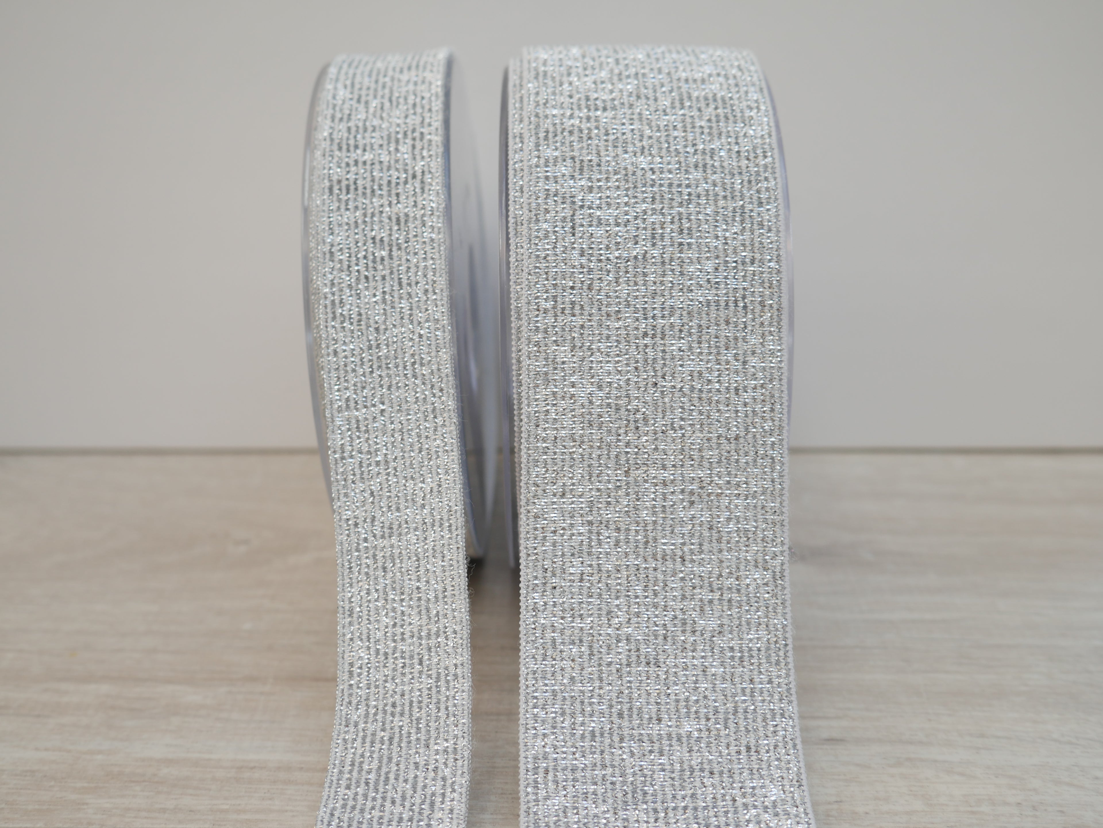 Metallic Silver Waistband Elastic, 25mm-Elastic-Flying Bobbins Haberdashery