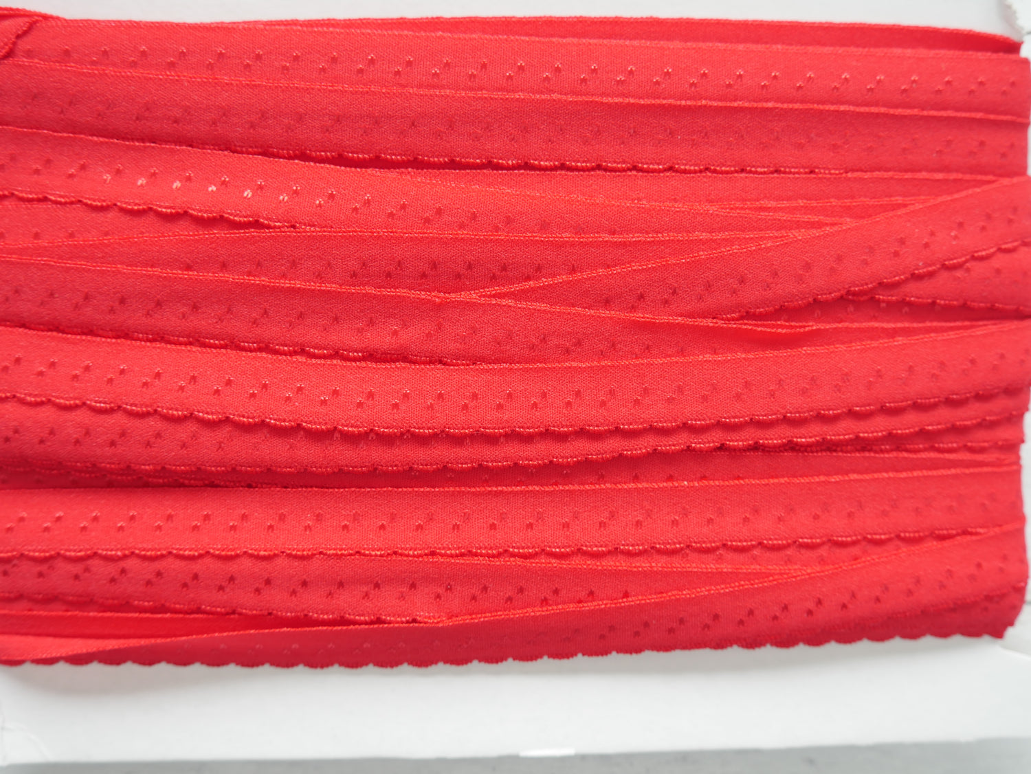 Fold-Over Elastic with Scalloped Edge, 12mm, Red-Haberdashery-Flying Bobbins Haberdashery
