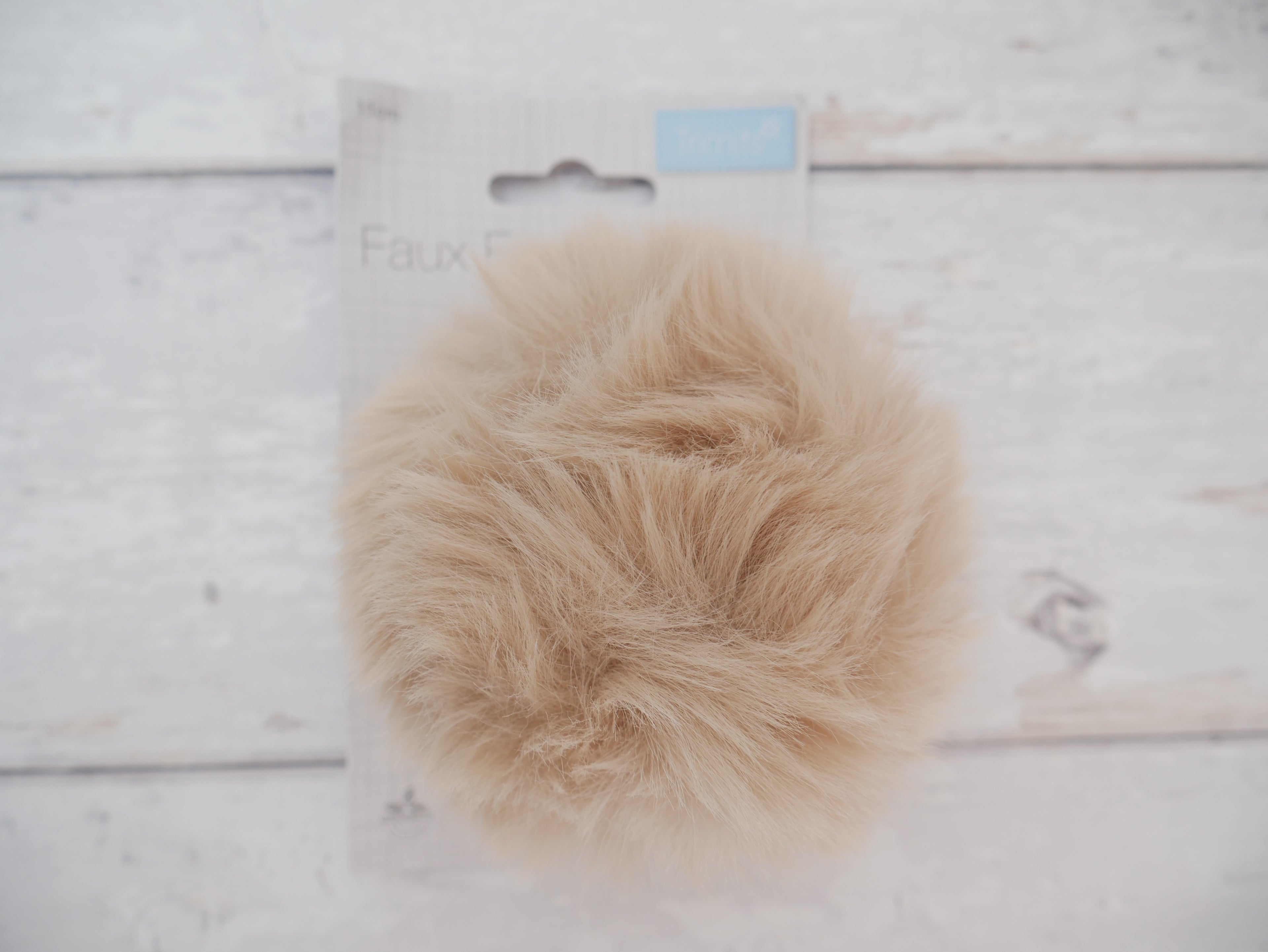 Fur Pom Pom, Natural-Flying Bobbins Haberdashery