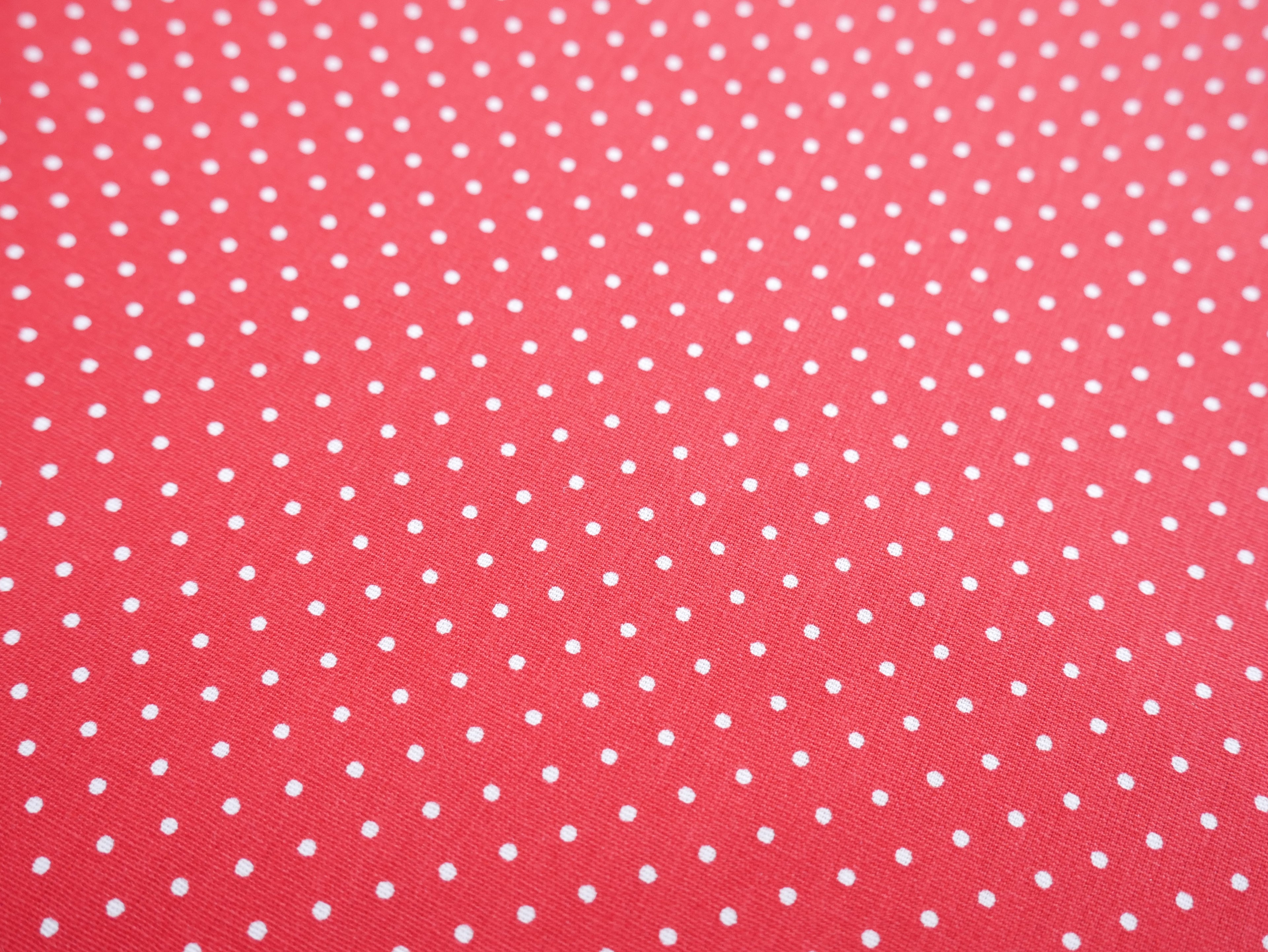 Pin-Spot Printed Cotton, Red £8.50 p/m-Fabric-Flying Bobbins Haberdashery