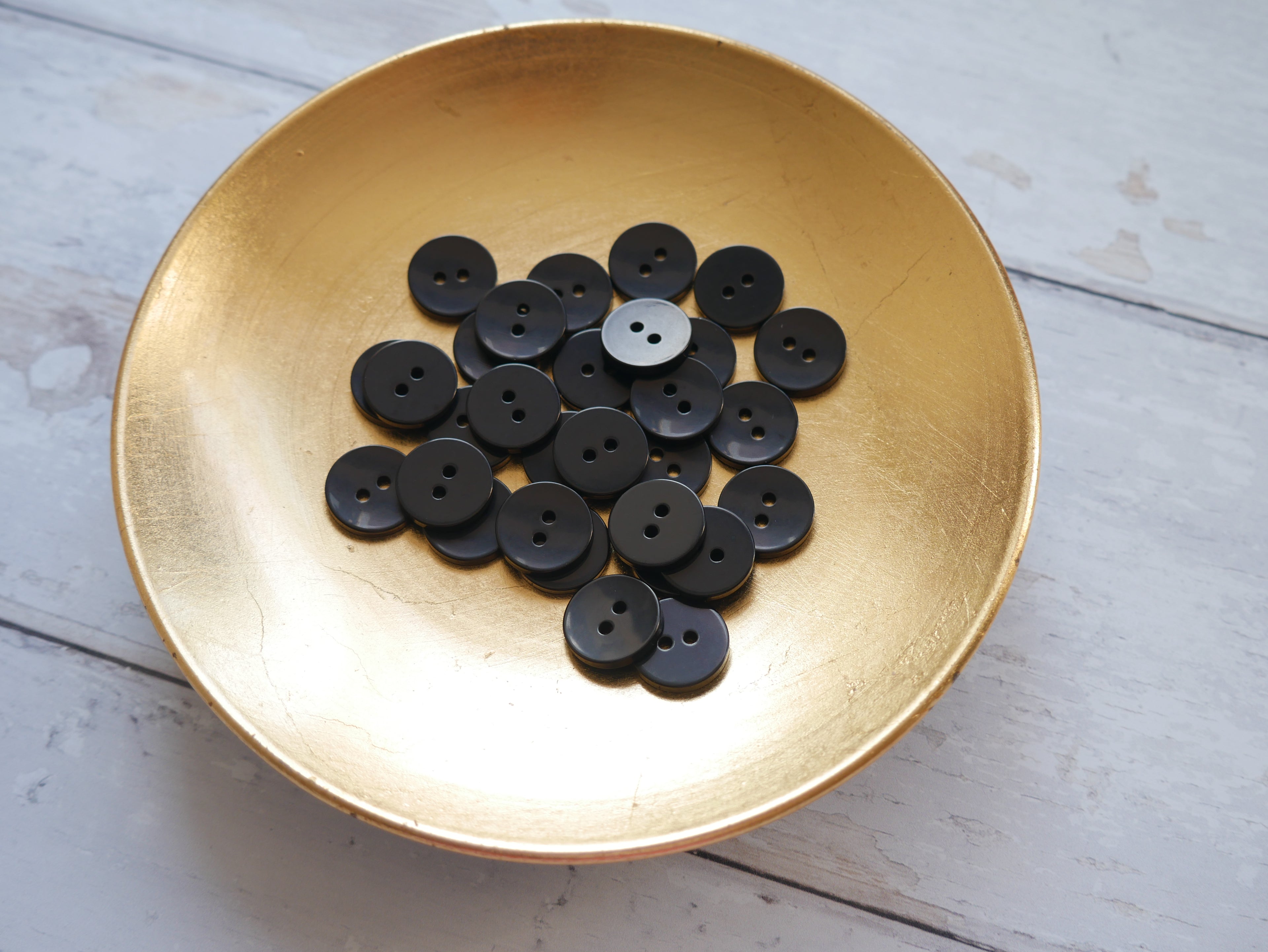 2-Hole 15mm Button in Black-Button-Flying Bobbins Haberdashery