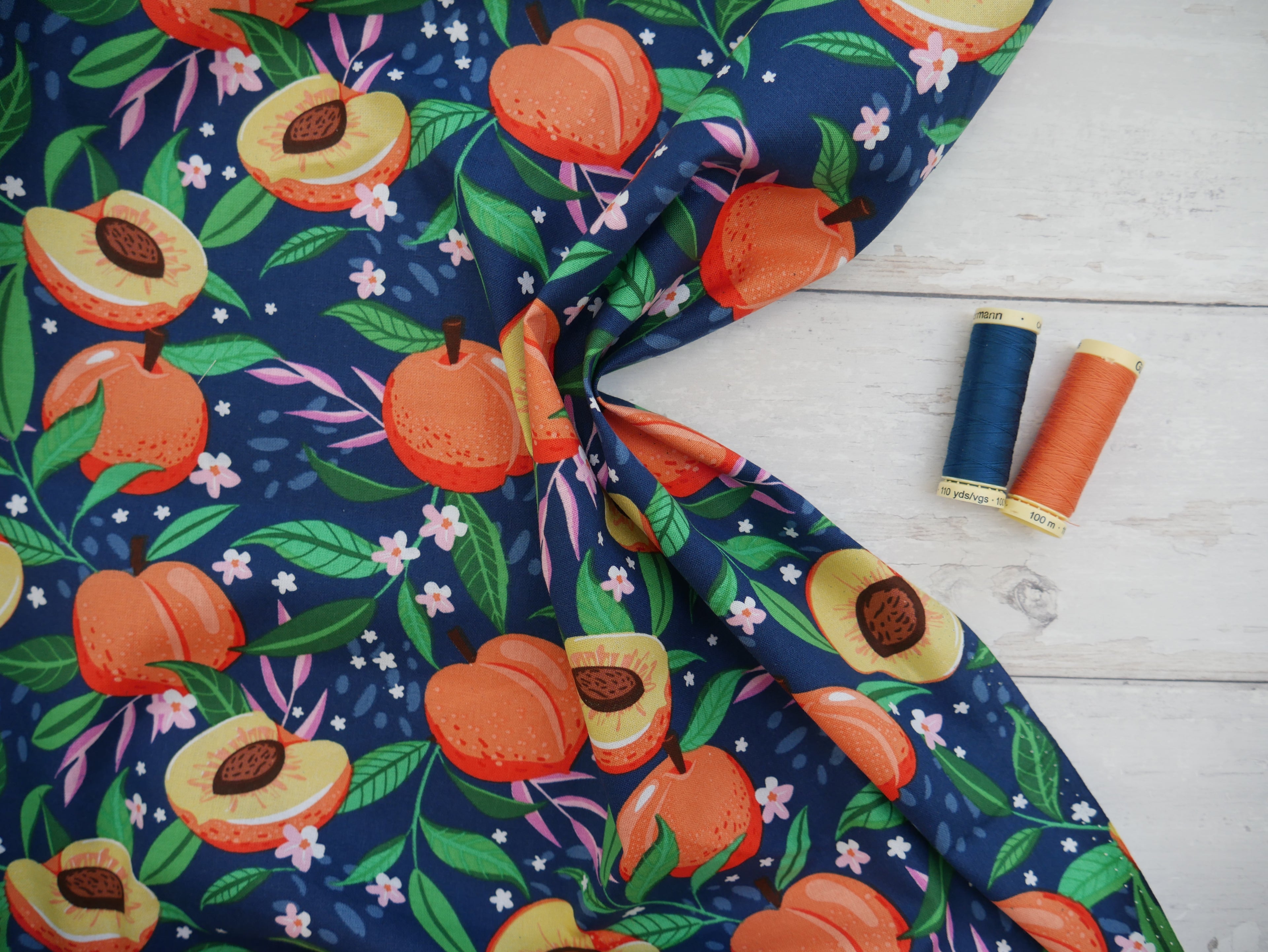 Gone Wild Peaches - 100% Cotton, £9.50 pm-Cotton-Flying Bobbins Haberdashery