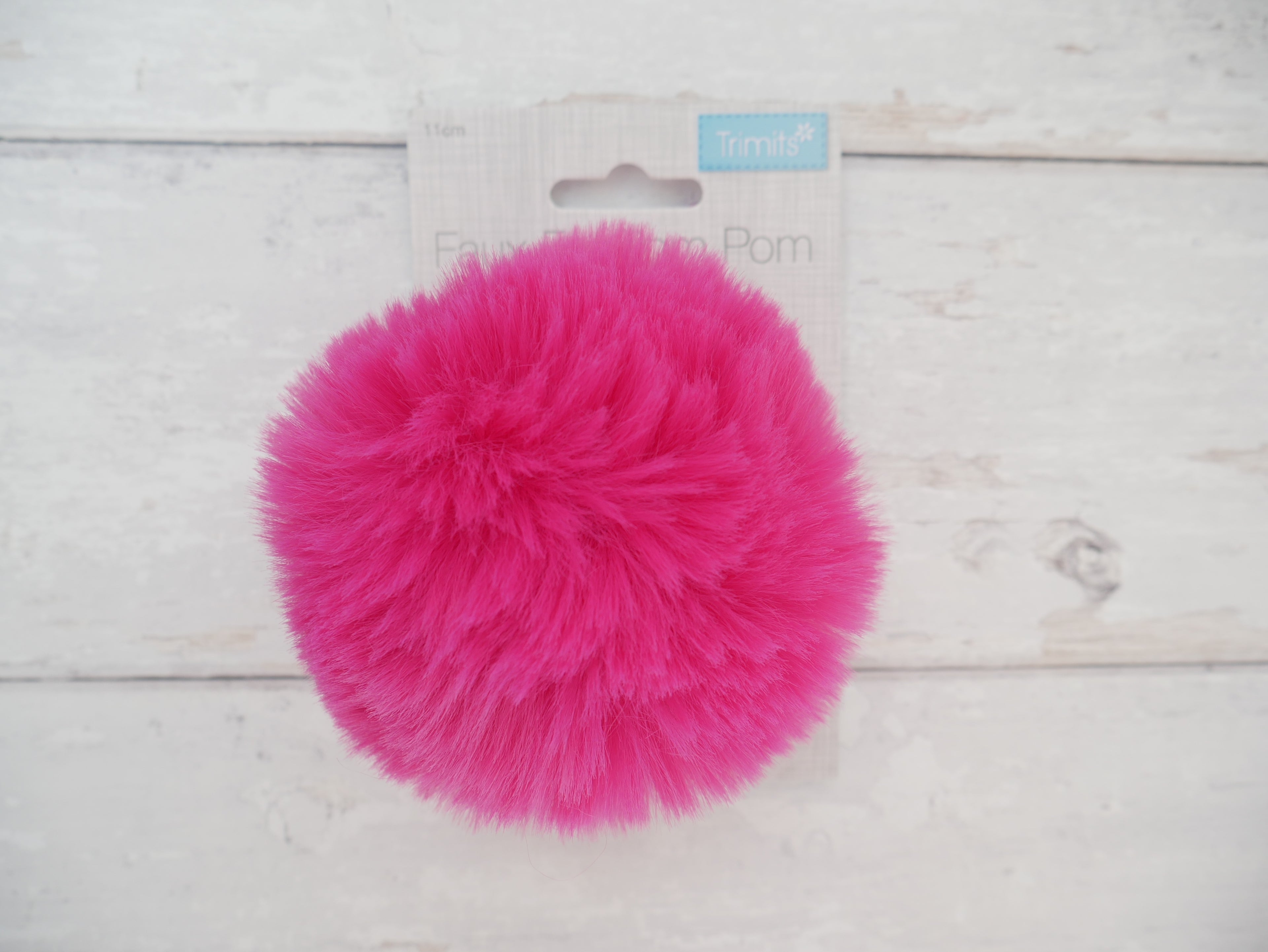 Fur Pom Pom, Cerise-Flying Bobbins Haberdashery