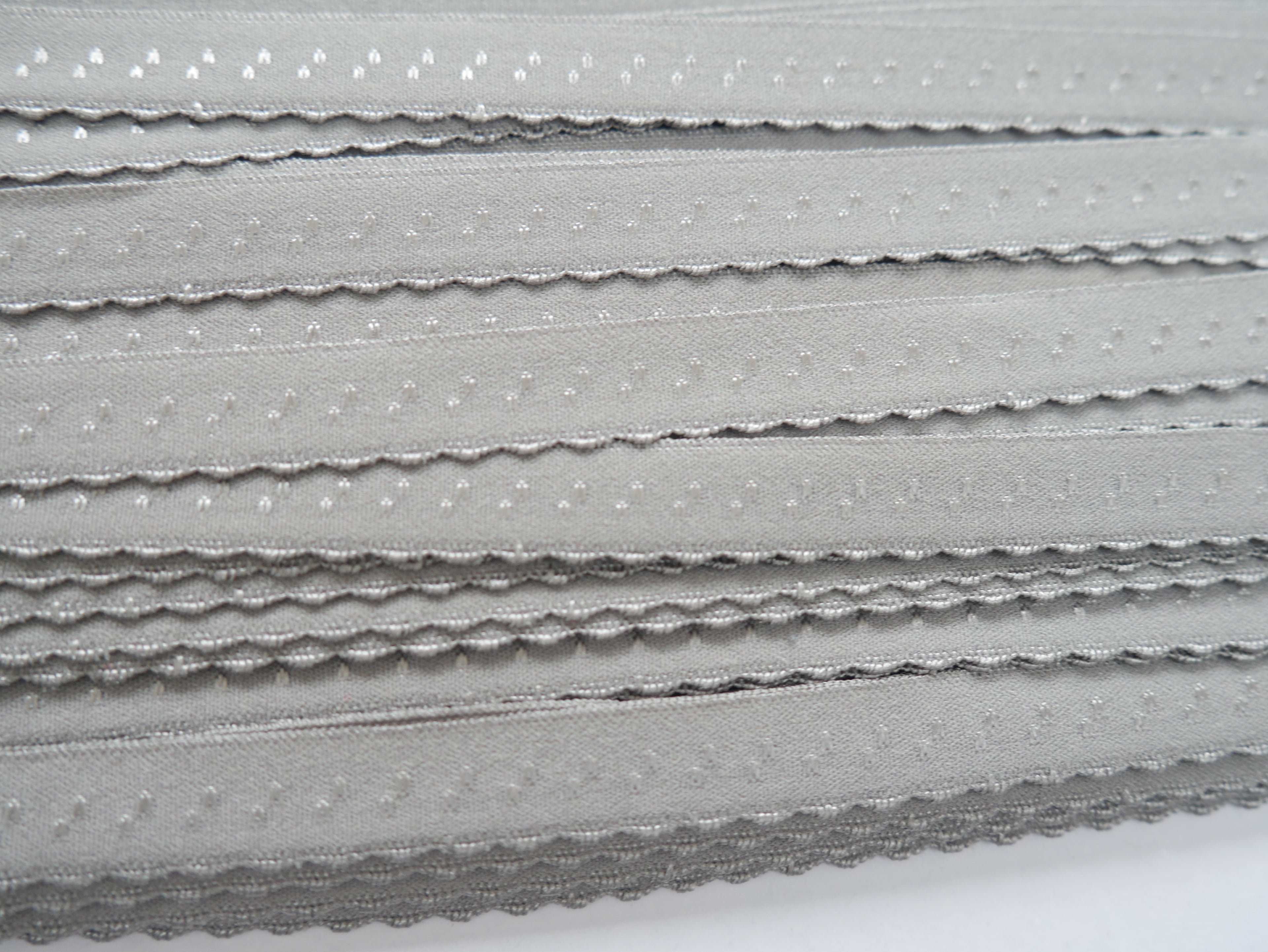 Fold-Over Elastic with Scalloped Edge, 12mm, Grey-Haberdashery-Flying Bobbins Haberdashery