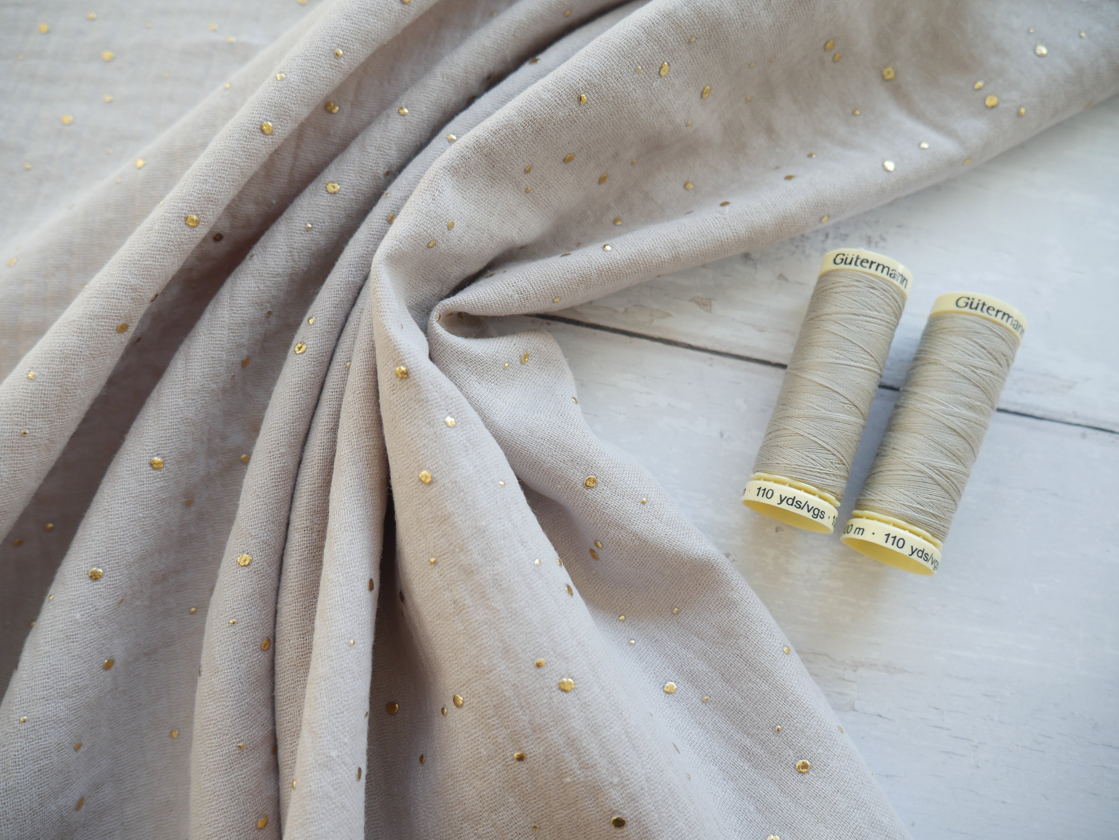 Gold Spot Double Gauze in Sand £12 p/m-Flying Bobbins Haberdashery