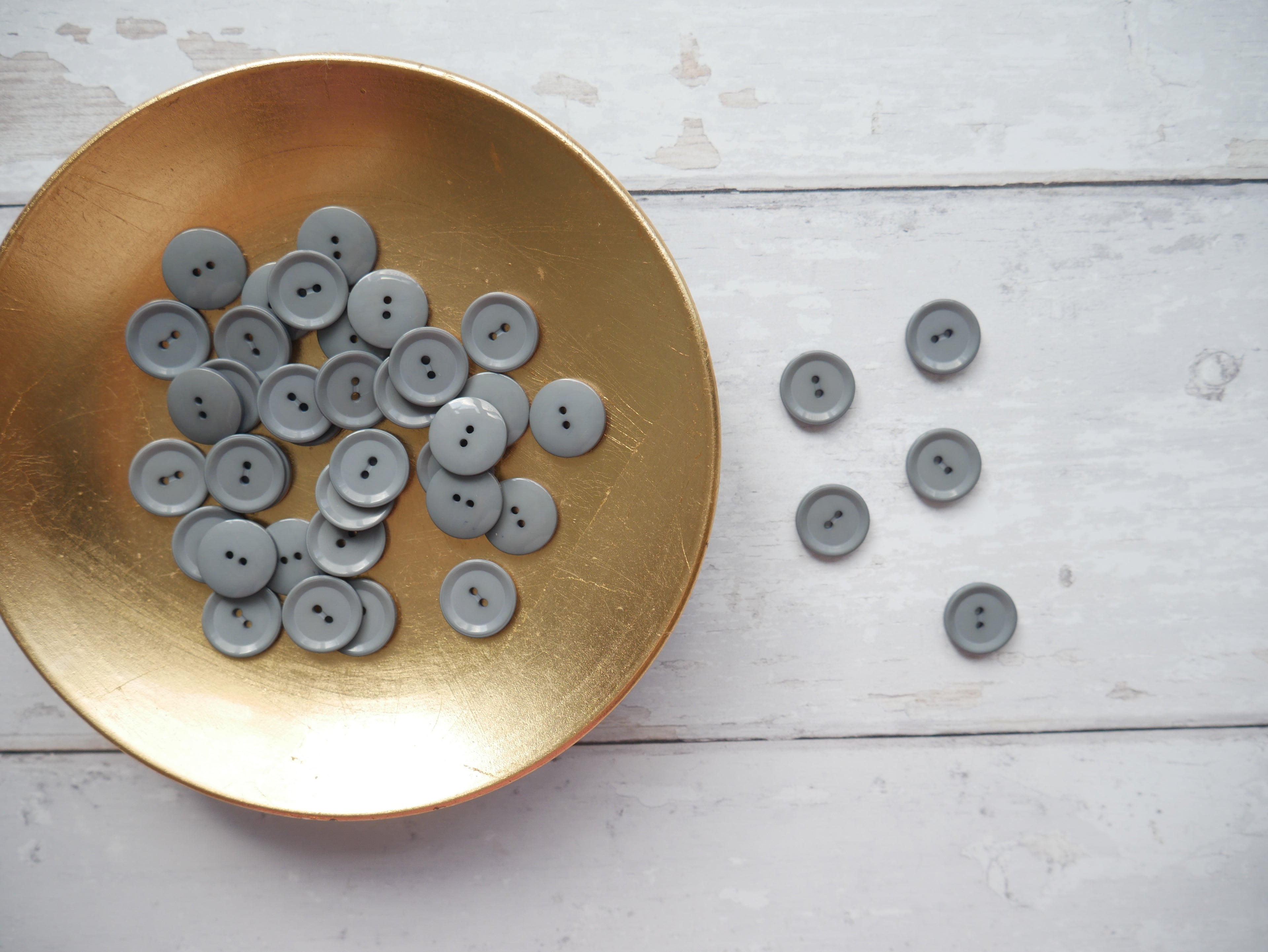2-Hole 15mm Shine Button in Eucalyptus-Button-Flying Bobbins Haberdashery