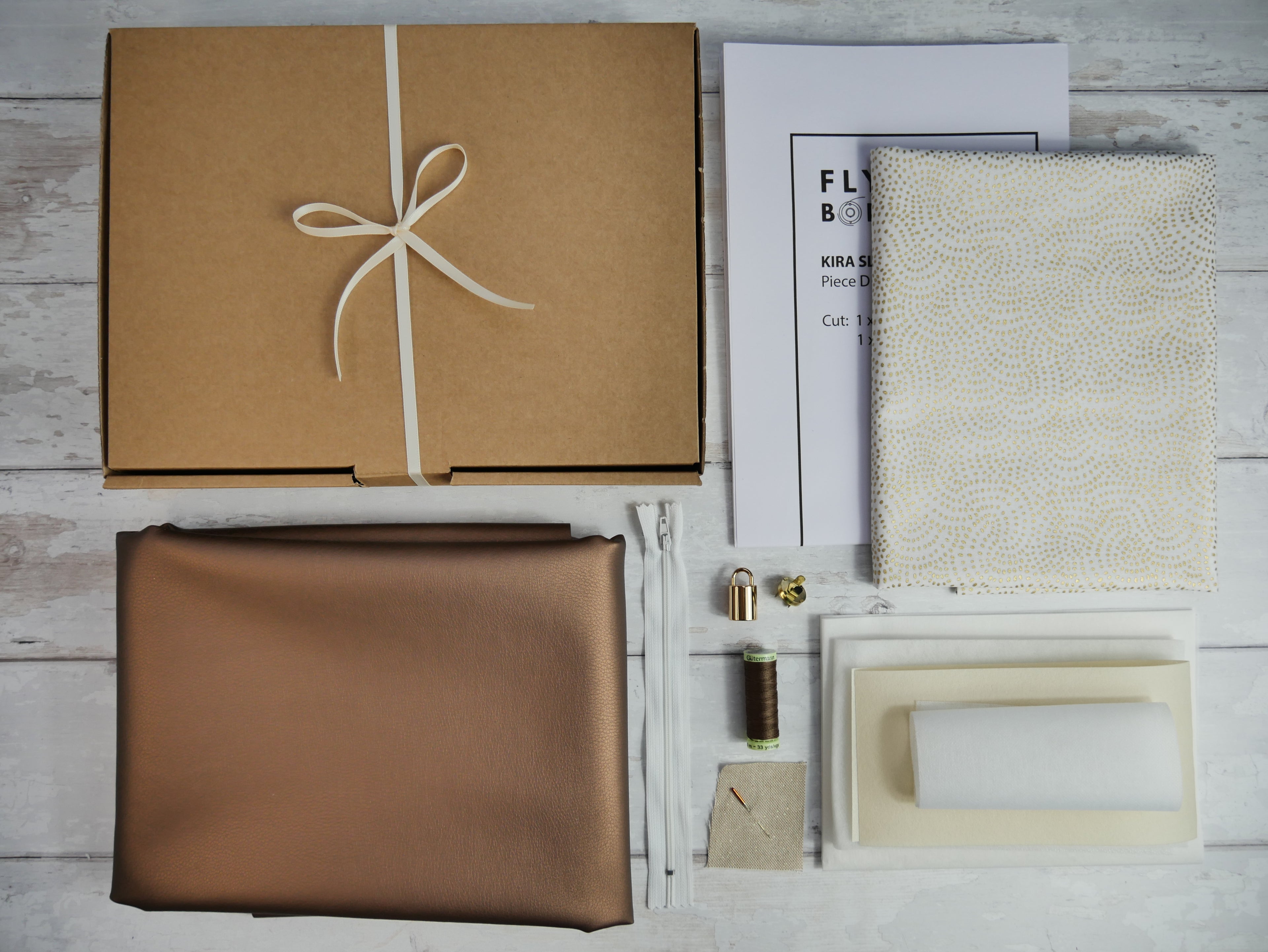 The Flying Bobbins Kira Slouch Bag Kit - Bronze Leatherette-Sewing Kit-Flying Bobbins Haberdashery